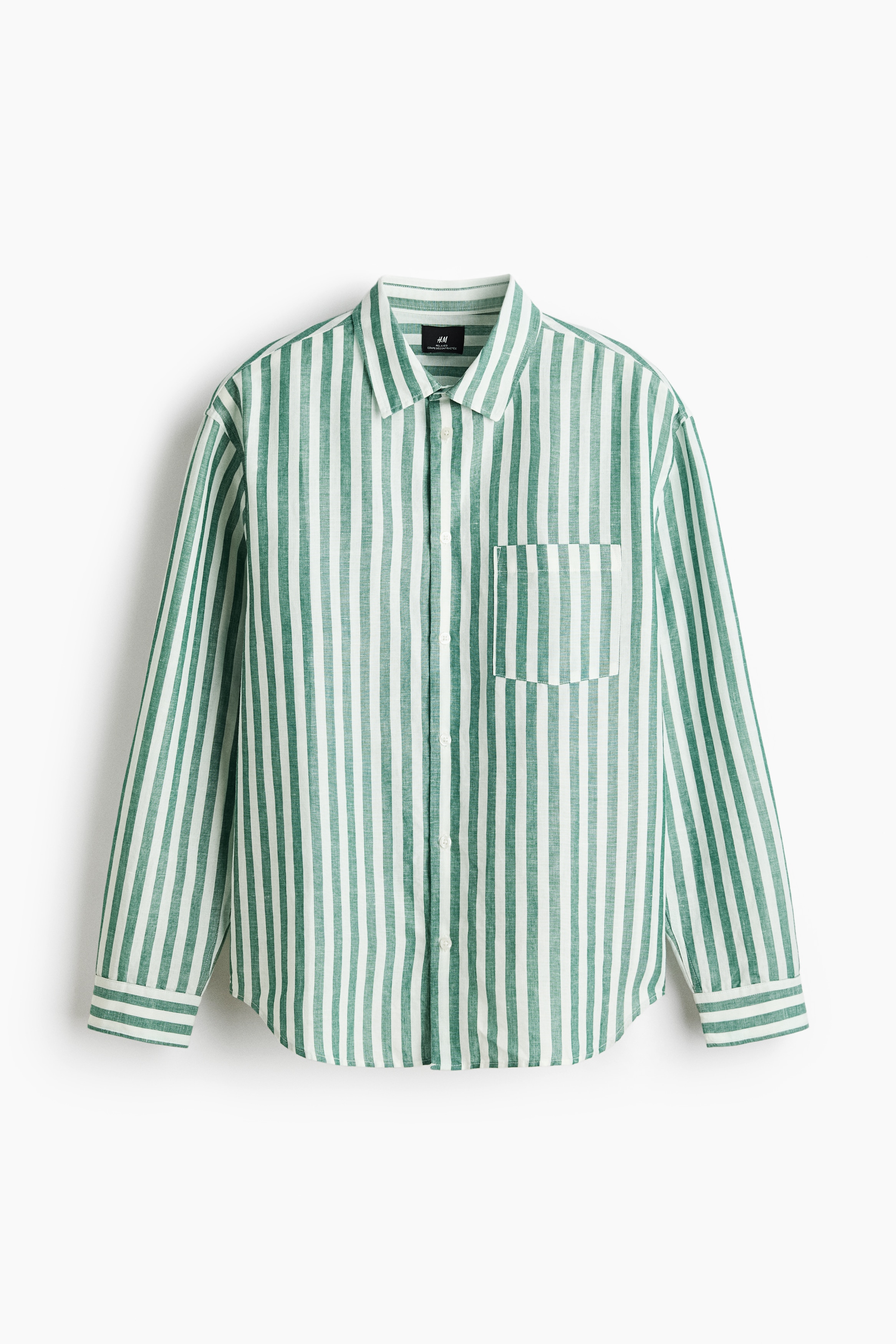 Relaxed-Fit Linen-Blend Shirt - Green/striped/Light blue/White/Dark khaki green/Dark brown/Rust red/striped