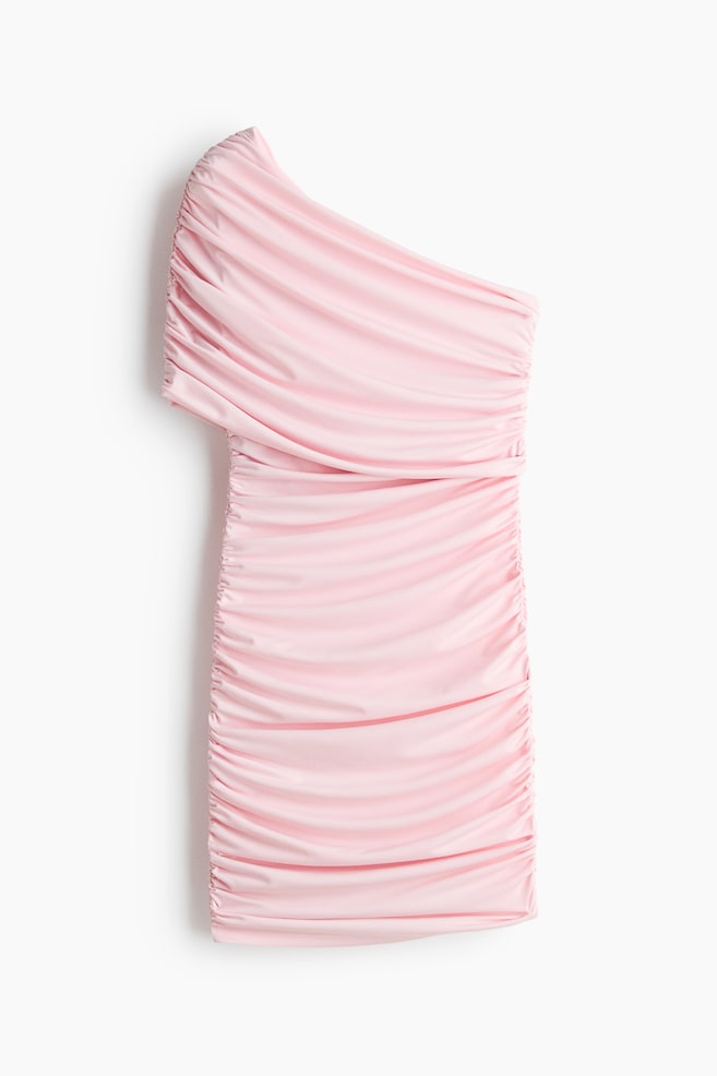 Draped one-shoulder dress - Light pink - 1
