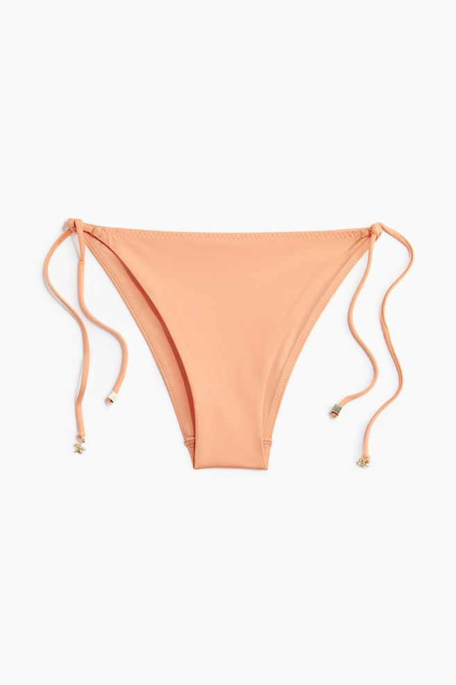 Tie tanga bikini bottoms - Apricot/White/Pink patterned - 1