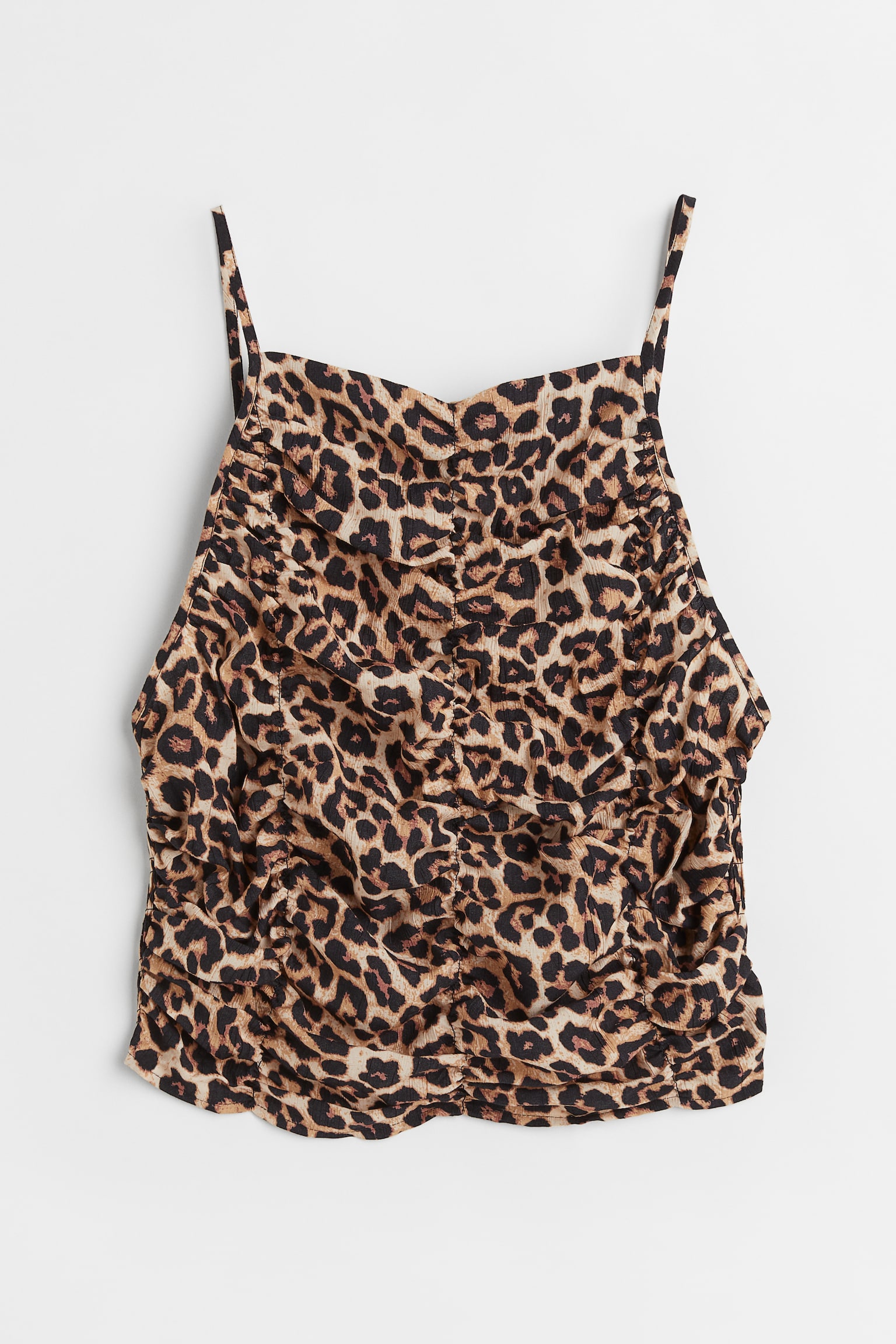 Gathered Top - Beige/Leopard print - 1