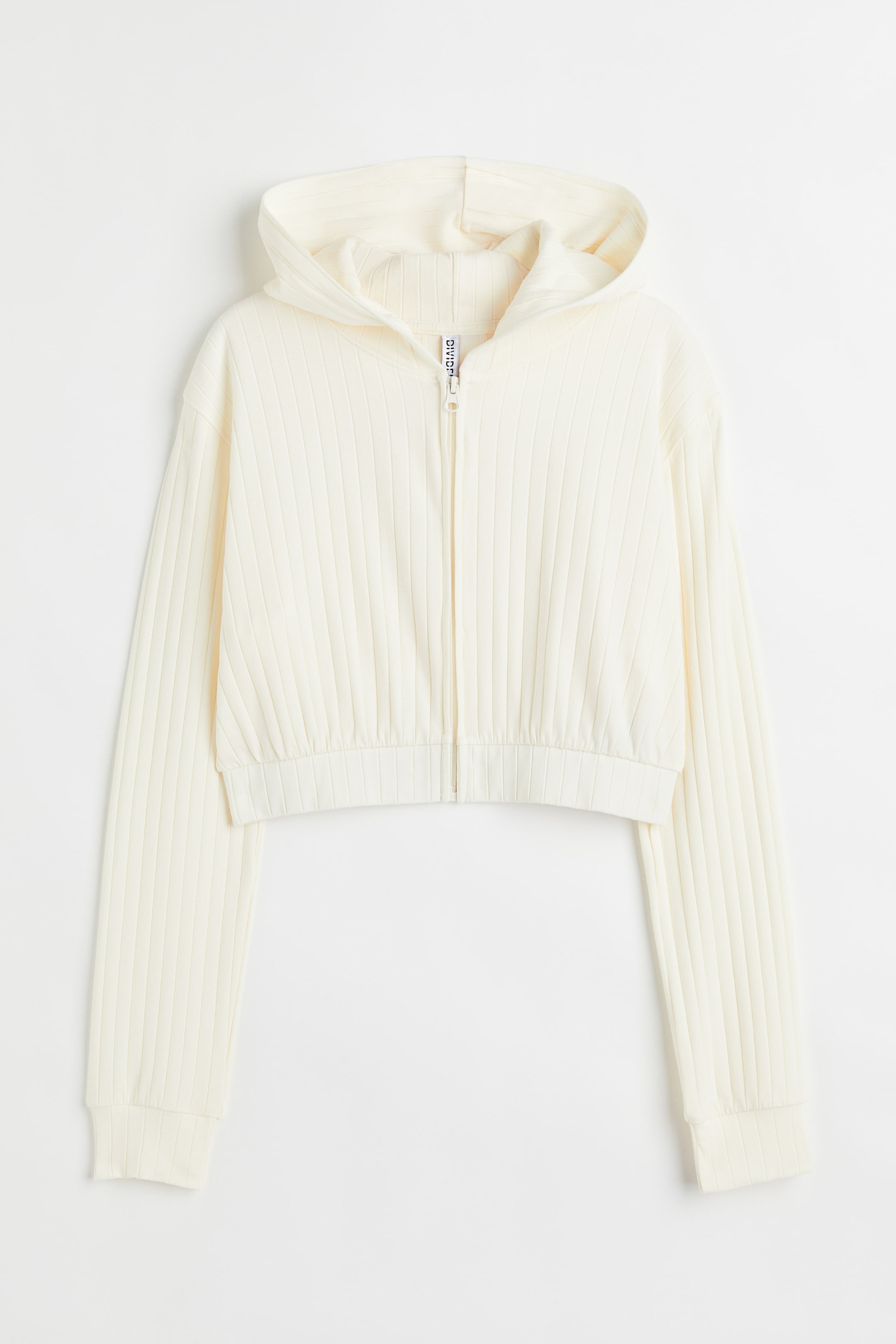 Grotere afbeelding bekijken: Cropped ritshoodie - Roomwit - DAMES | H&M BE 1