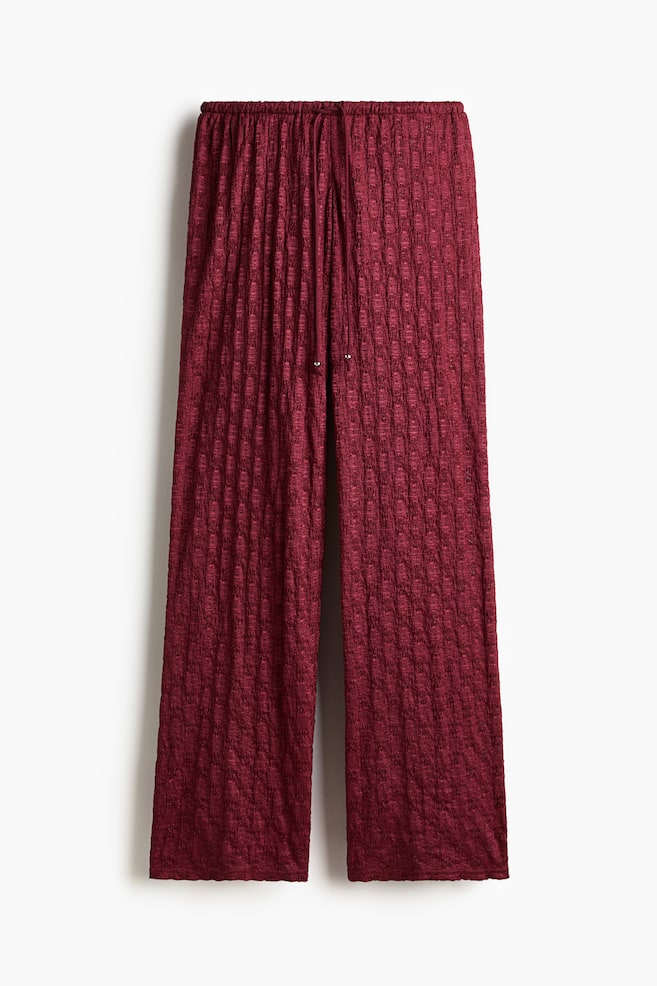 Lace-Look Drawstring Pants - Dark pink/Black/White/Dark brown - 1