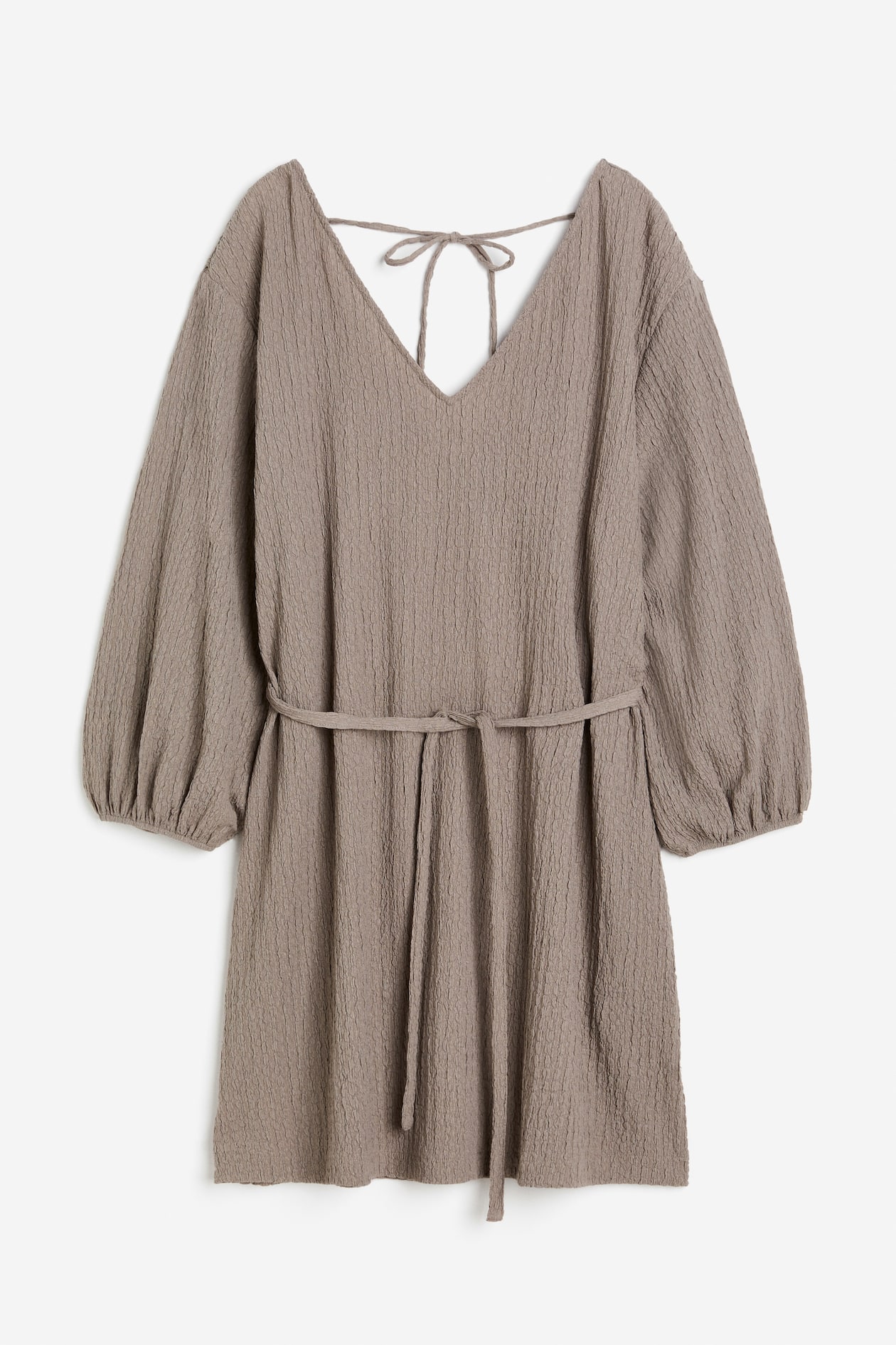 Textured jersey dress - Deep neckline - Long sleeve - Mole  