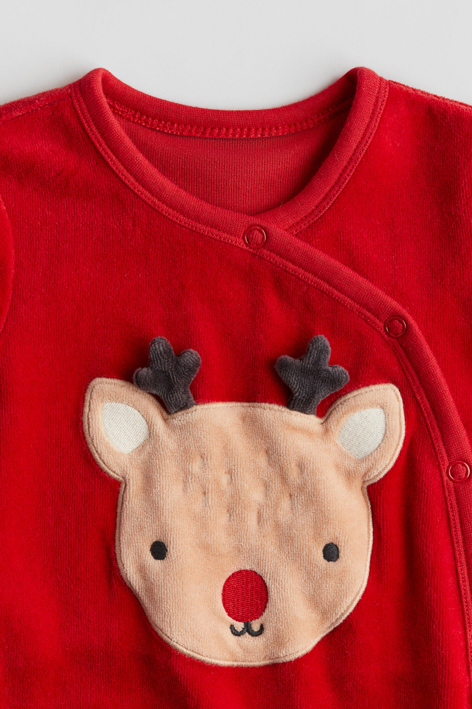 Velour sleepsuit with full feet - Red/Reindeer/Dark grey/Spotted/Light pink/Bunny/Natural white/Bears/Orange/Pumpkin - 2