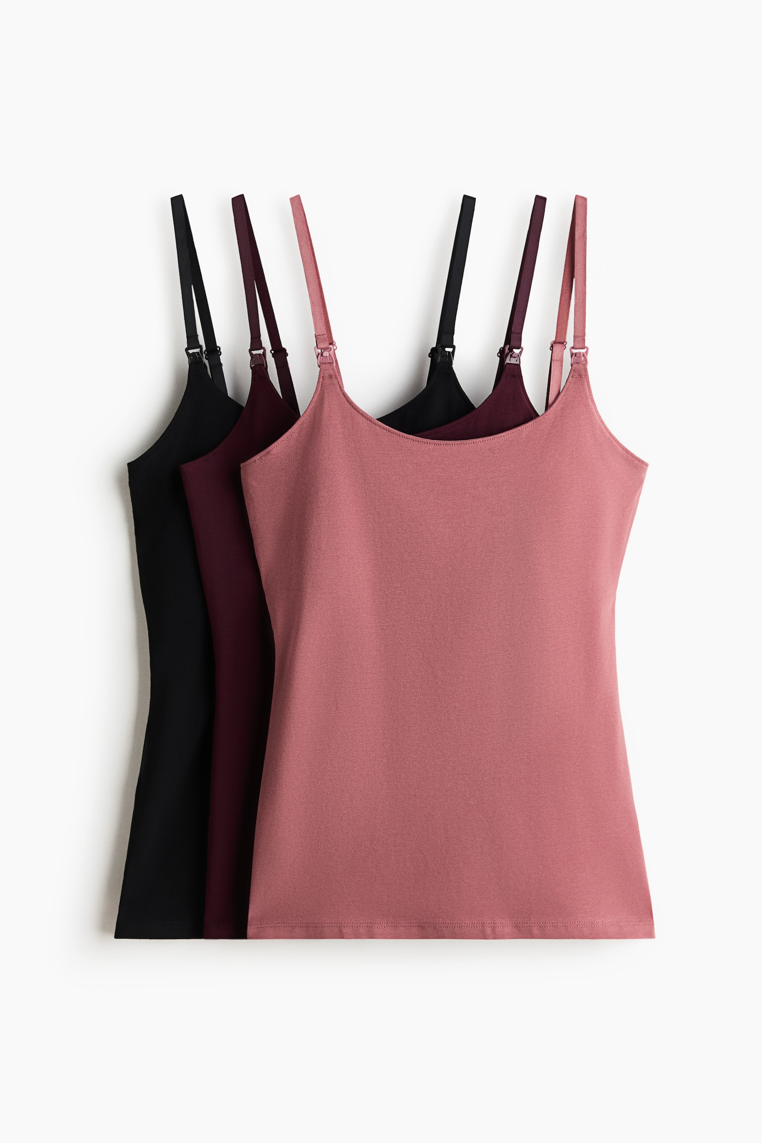 MAMA 3-Pack Nursing Camisole Tops - Black/burgundy/dusty pink/Black/white/gray melange/Light blue/white/White/sage green