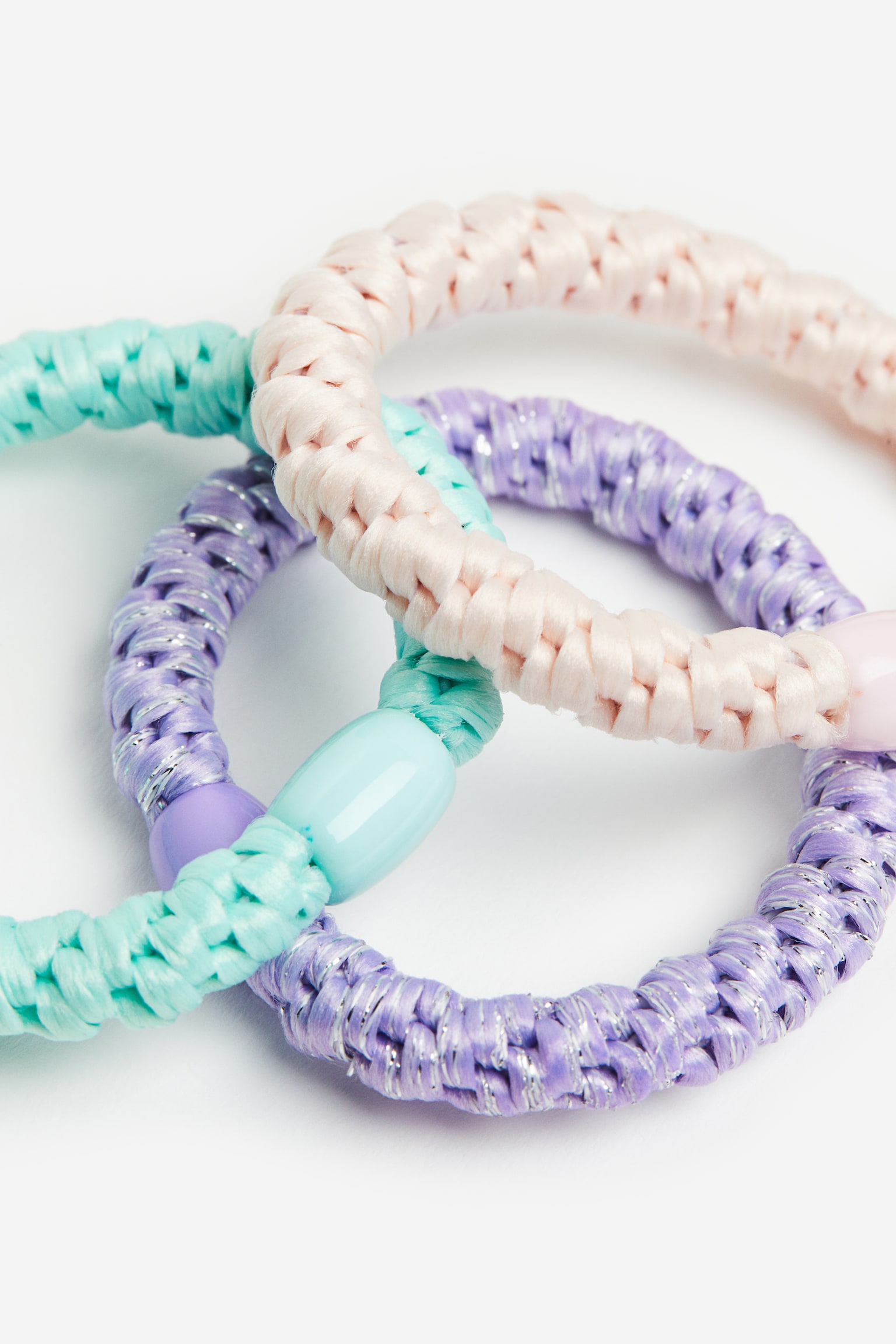 3-pack braided hair elastics - Pink/Purple/Turquoise/Cream/Light pink/Dusty pink/Pink/Orange - 2