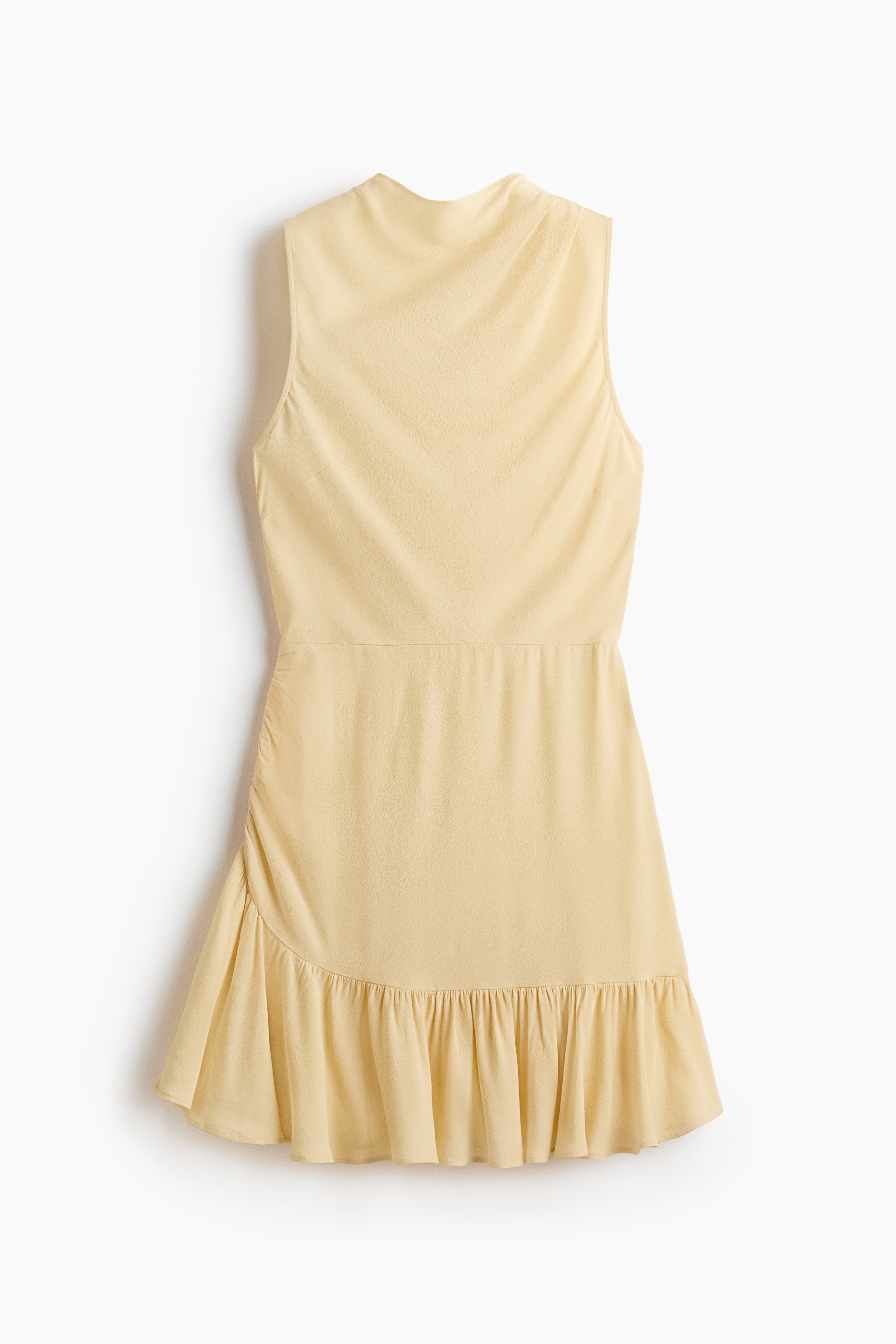 Crêpe-Kleid mit Volantbesätzen - Gelb/Marineblau