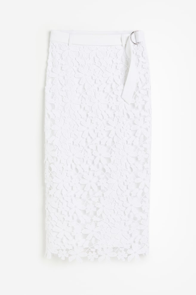 Lace pencil skirt - White - 2