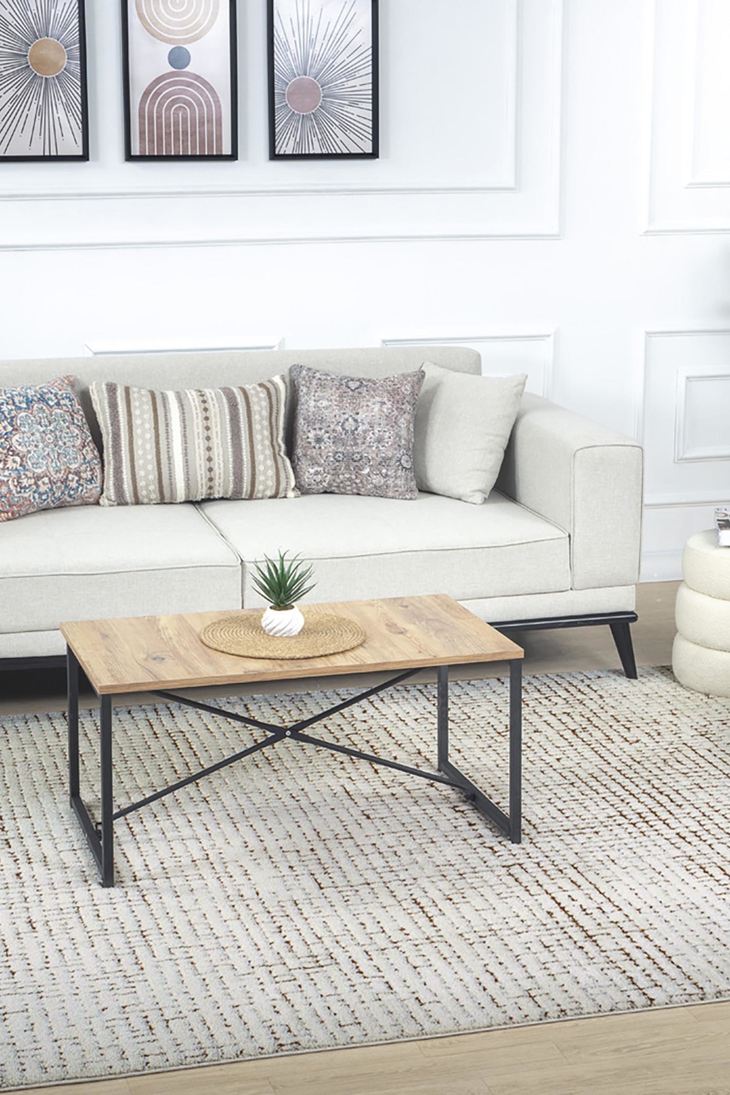 Scandi Modern High Pile Area Rug - White/Ivory/Off White