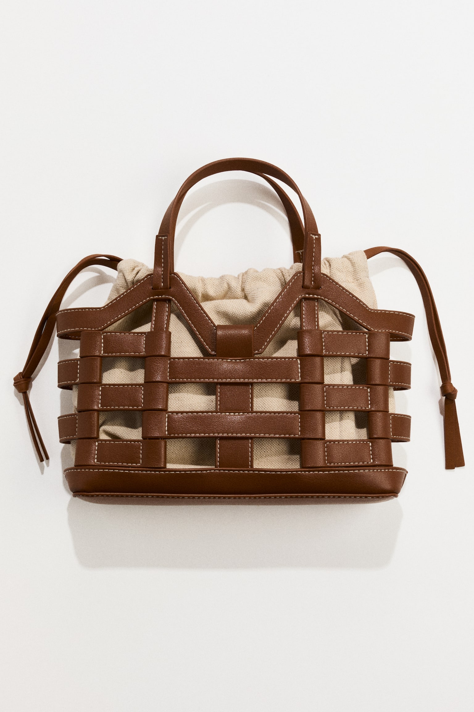 Drawstring-detail tote bag - Light brown/Beige - 1