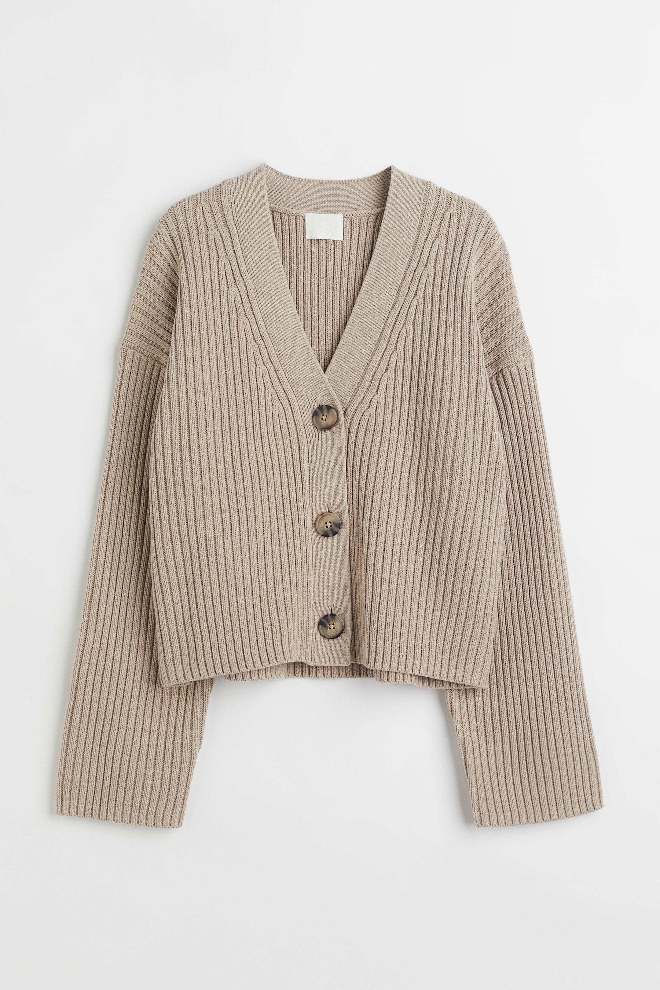 View larger image: Rib-knit Cardigan - Taupe - Ladies | H&M US 1