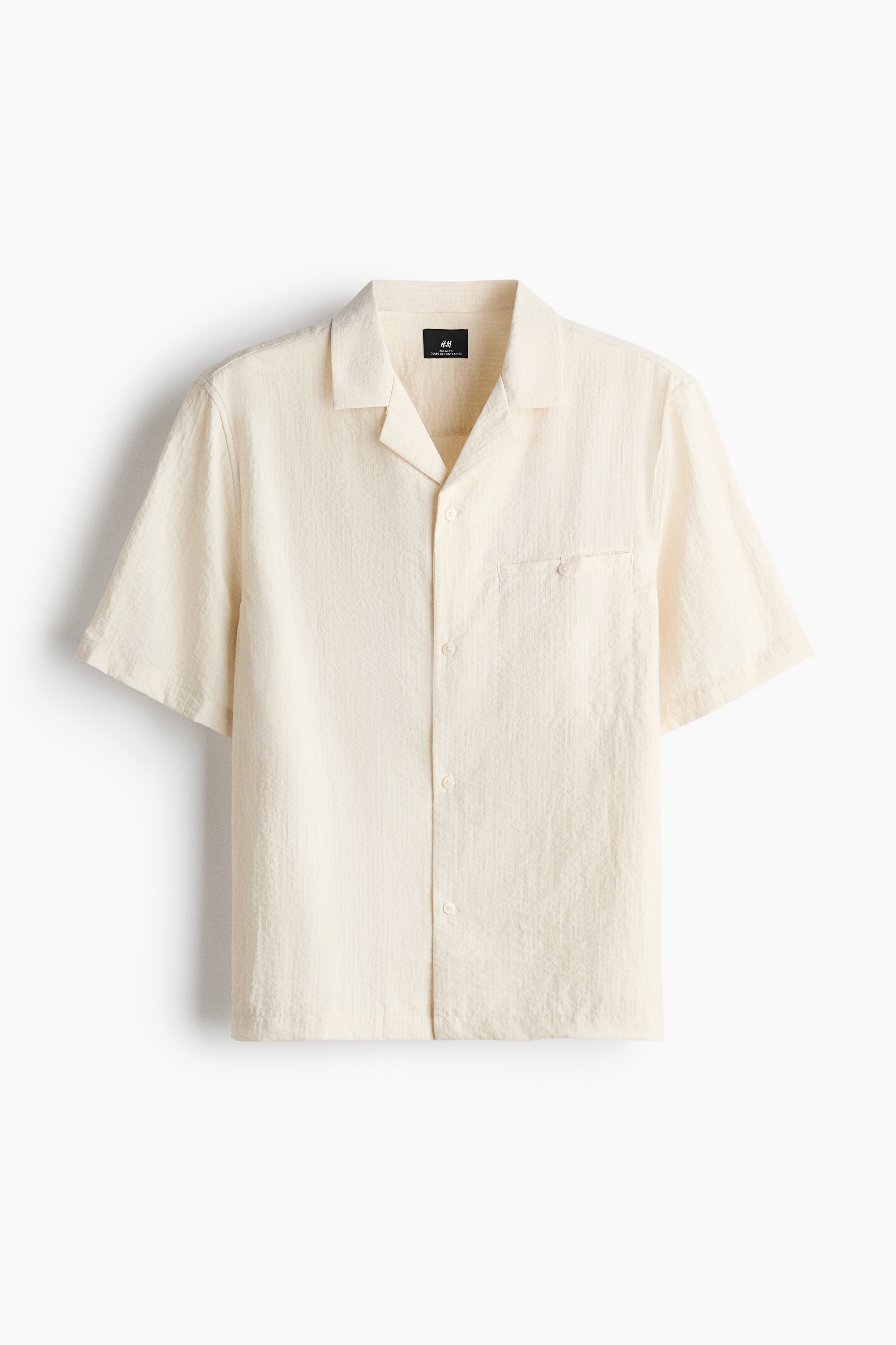 Áo sơ mi cổ hai ve Relaxed Fit - Màu kem/Màu xanh dương nhạt