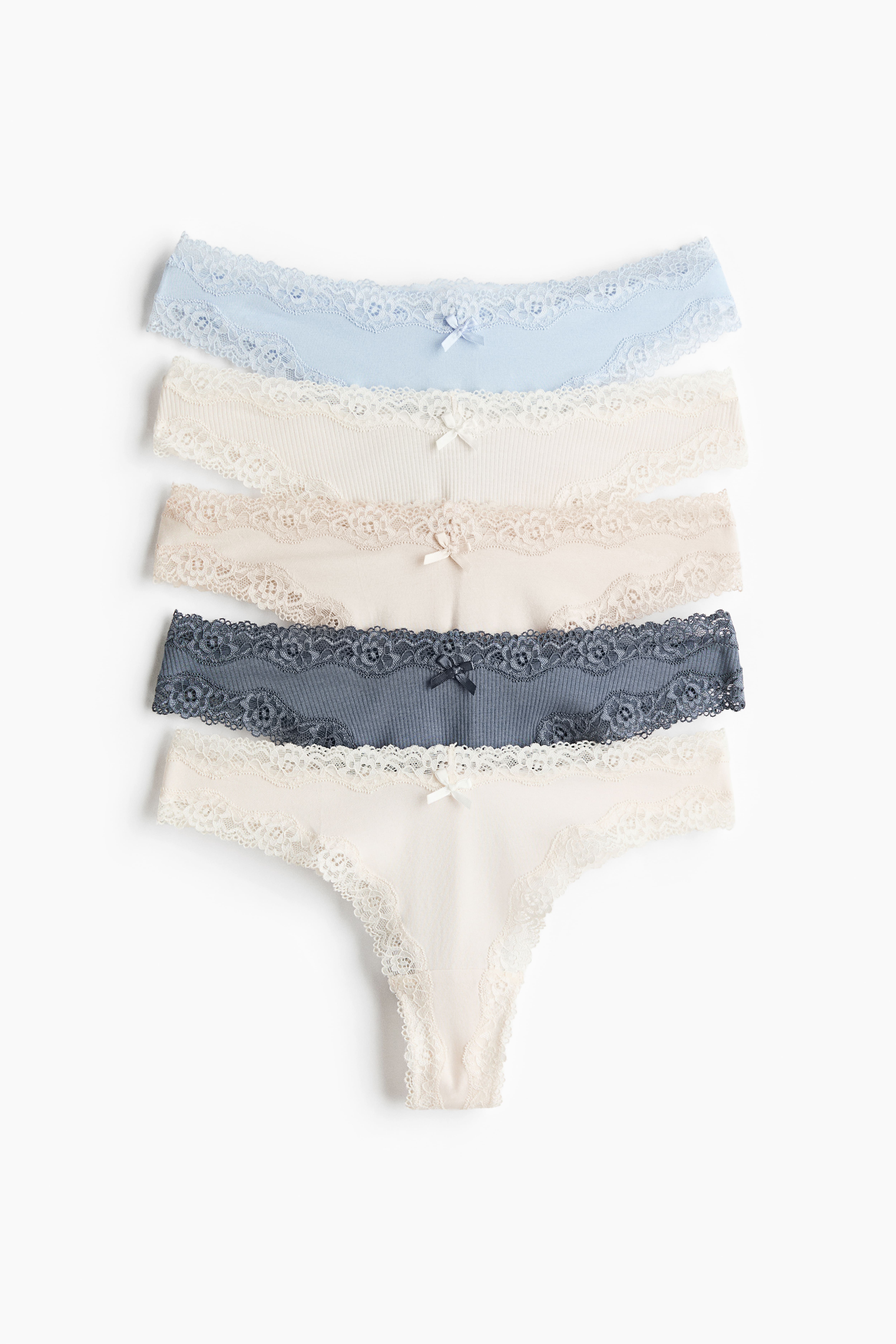 5-pack Cotton and Lace Brazilian Briefs