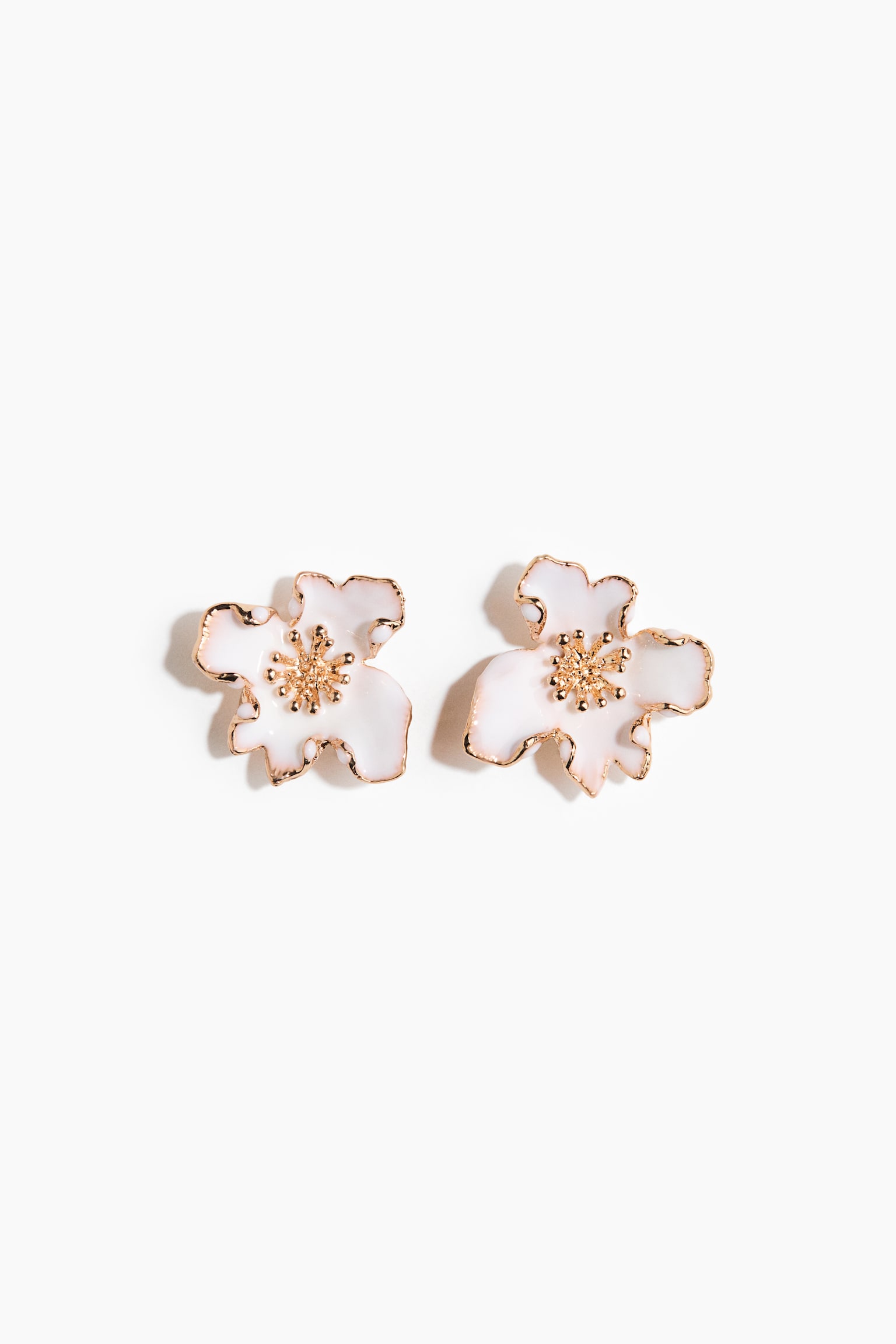 Flower-Shaped Earrings - White/Gold-colored/burgundy/Dark brown