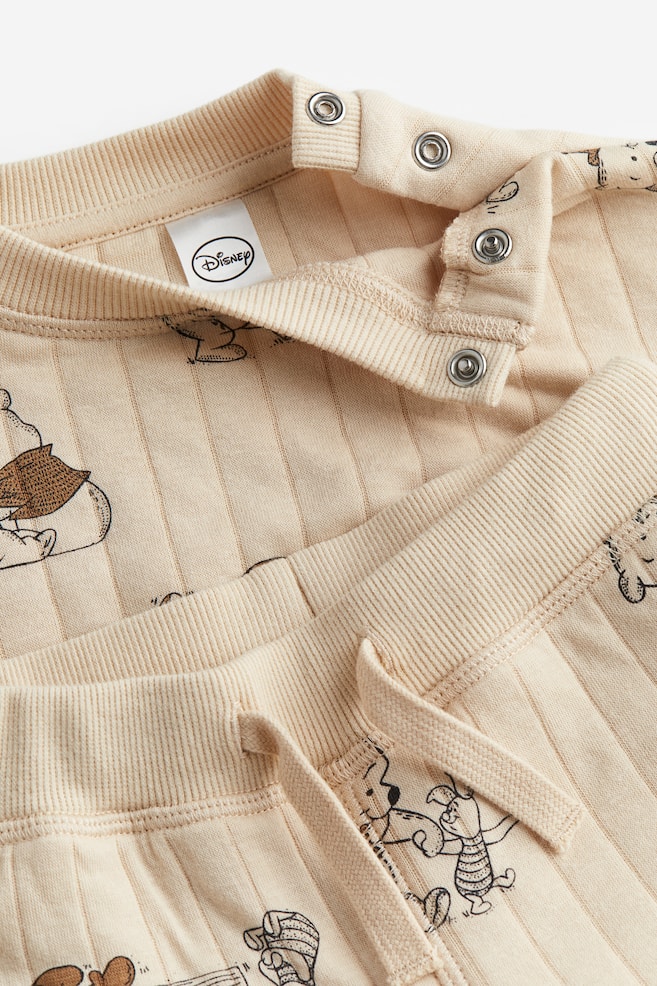 2-delt mønstret sæt i sweatshirtkvalitet - Beige/Peter Plys - 2