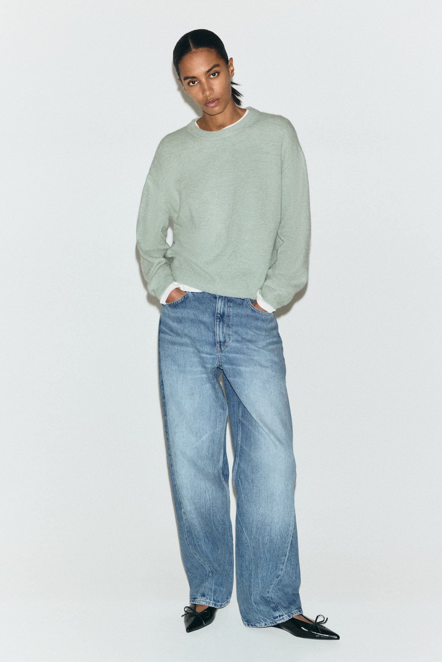 Knitted jumper - Sage green/Dark mole/Light mole marl/Light pink/Cream/Red/Light pink/Light yellow/Light beige marl/Black/Striped/Cream/Striped/Black/Green/Dark green/Brown/Cream - 1