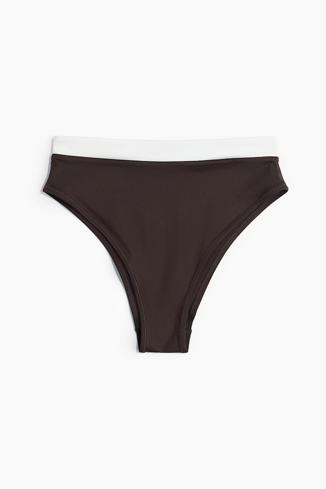 High Waist Cheeky Bikini bottoms - Dark brown/Dark blue/White - 1