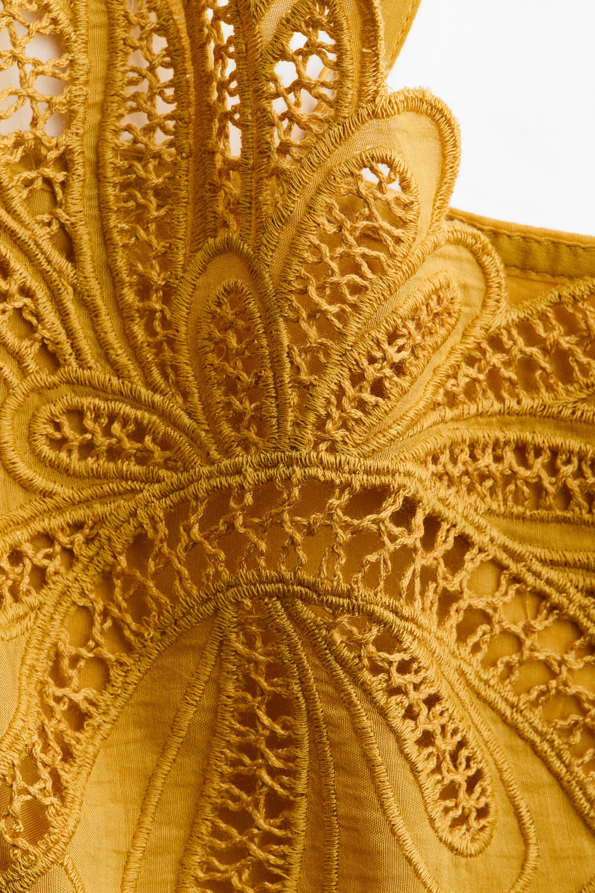 h&m yellow embroidered dress H&M Women's Embroidered Lace Dress Sz 4 Beautiful Yellow Dress, Adj Straps