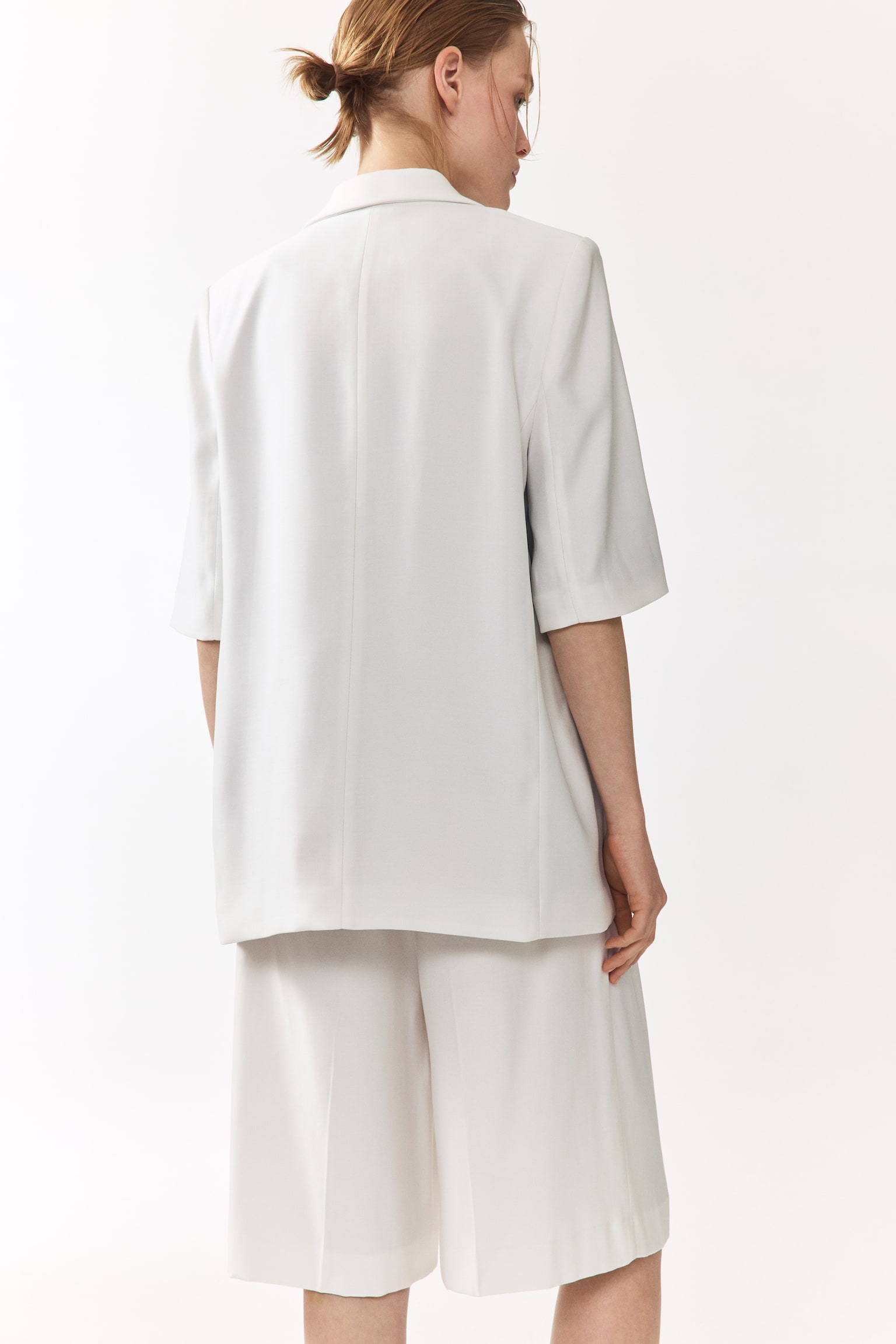 Short-sleeved blazer-White - 4