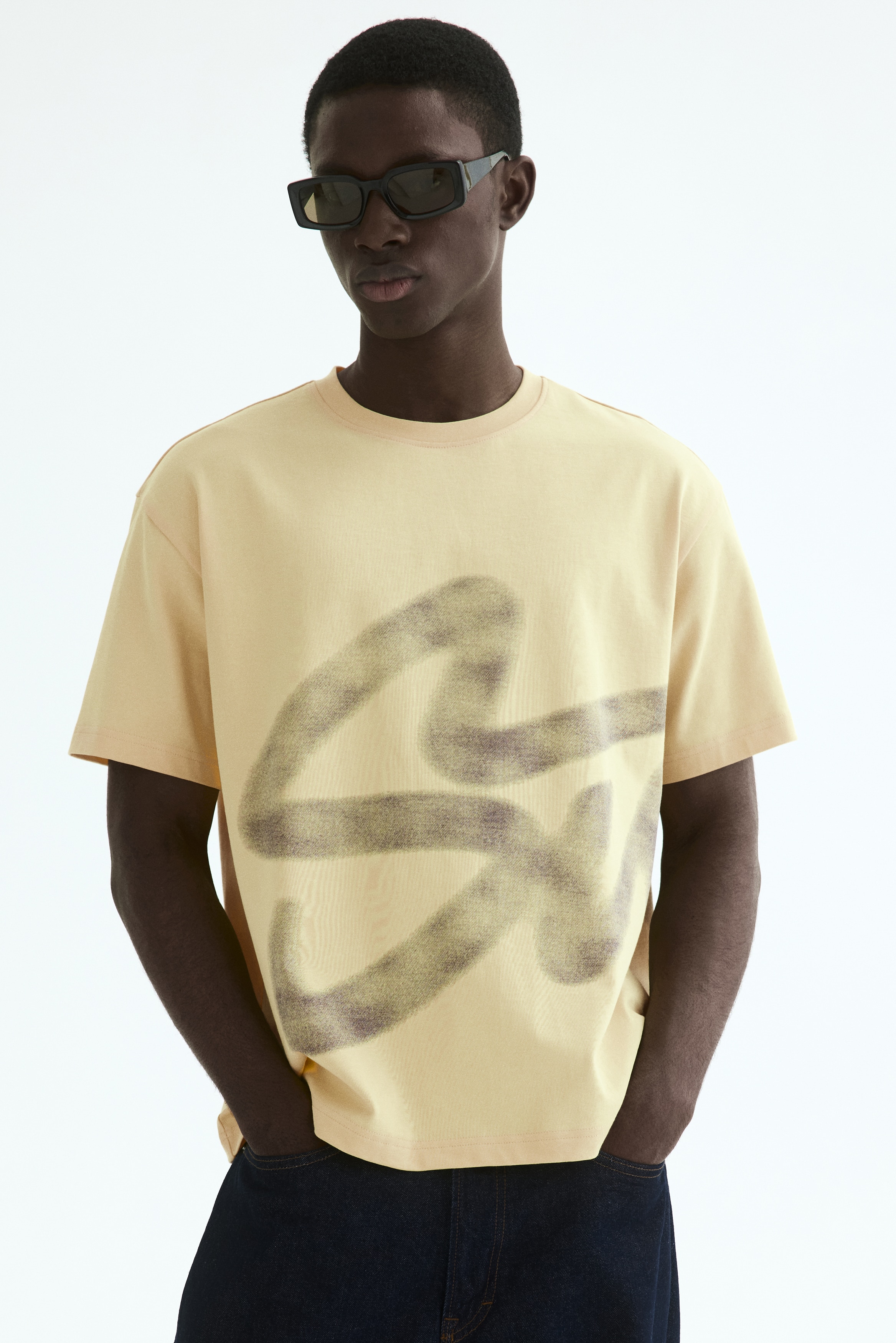 Regular Fit Printed cotton T-shirt - Light yellow/Surf/Dark blue/Surf