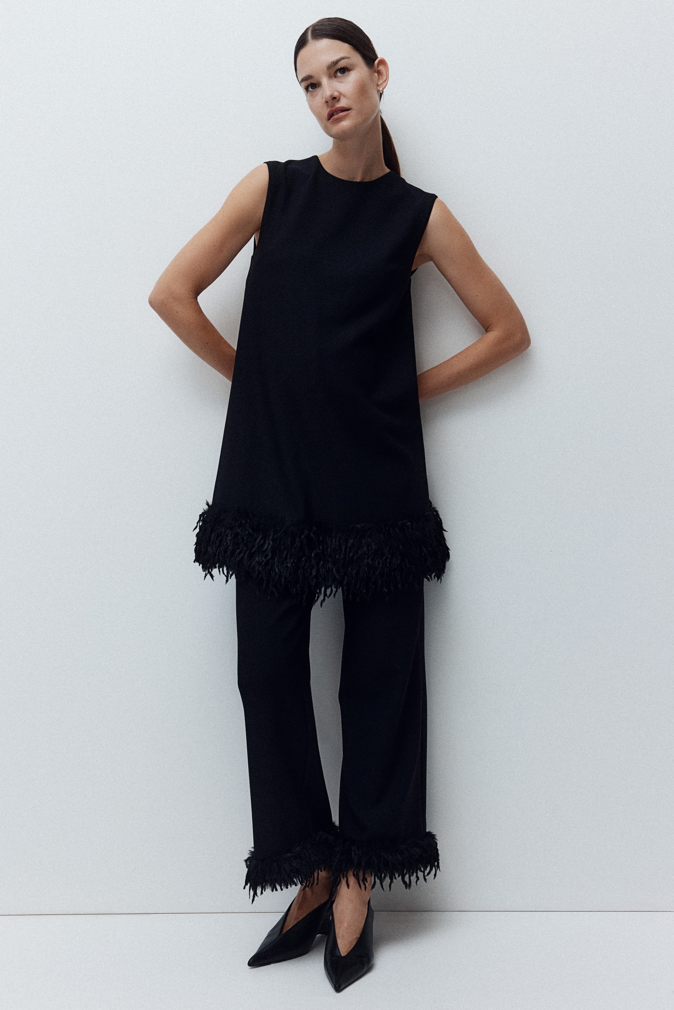 Ver imagem maior: MAMA Fringe-hem mini dress - Preto - SENHORA | H&M PT 3