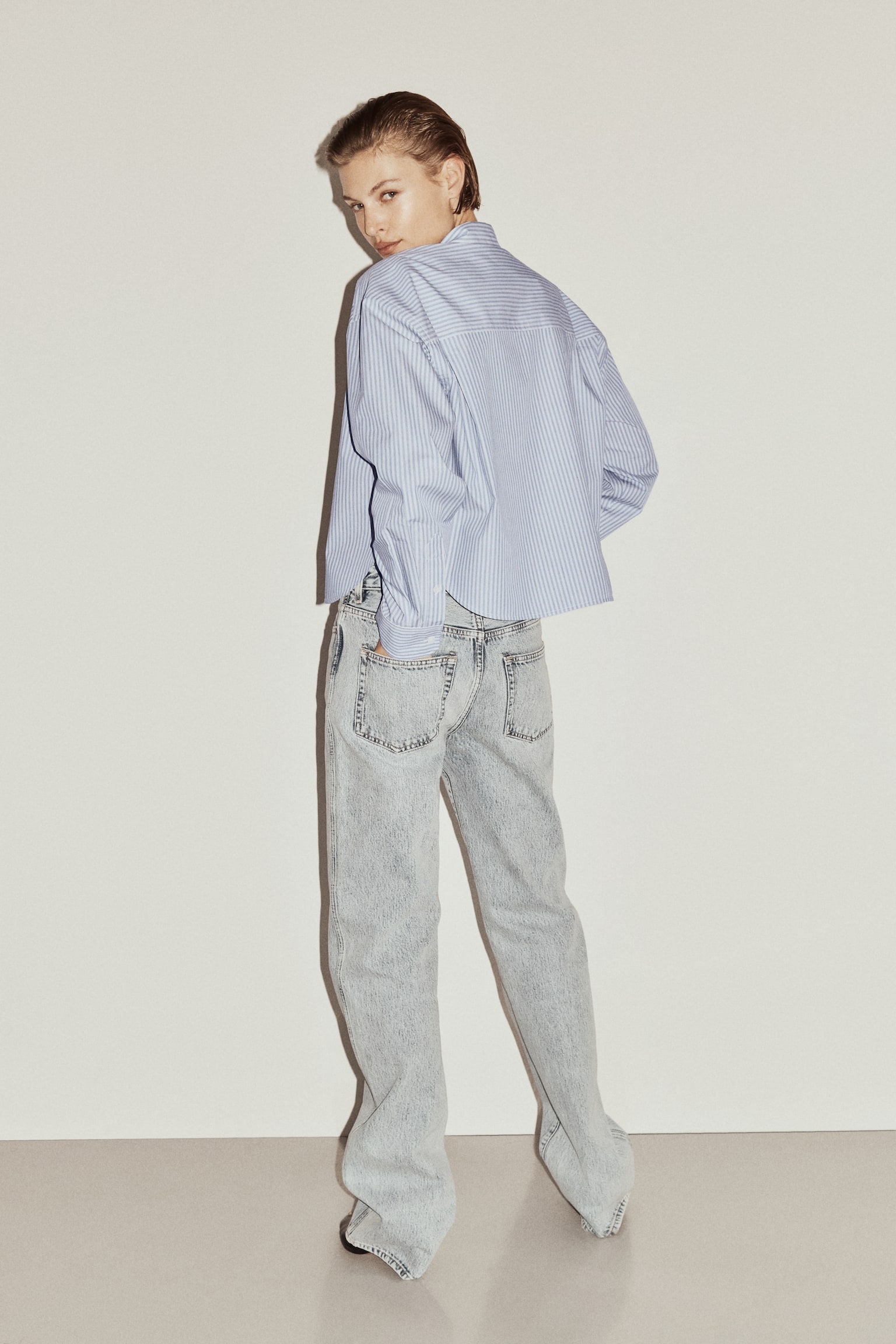 Poplin Shirt-Light blue/striped - 3
