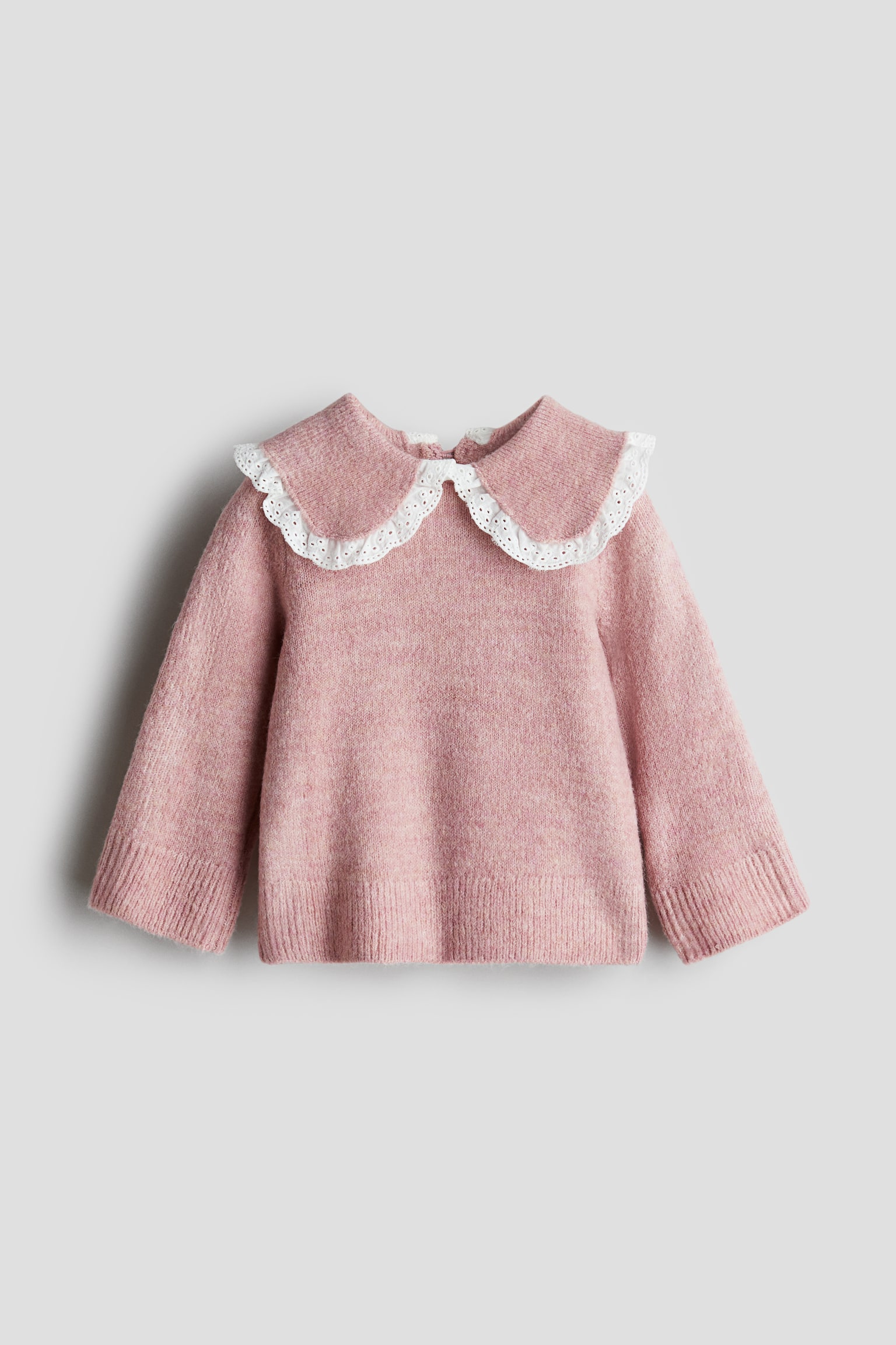 Peter Pan-collared jumper - Dusty pink - 1