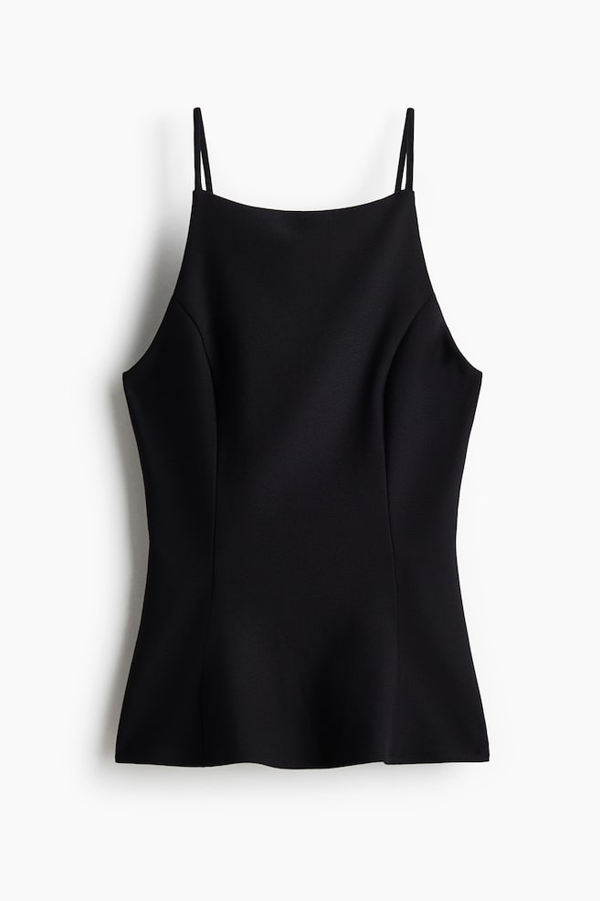 Sleeveless Peplum Top - Black/Brown/Cream - 1
