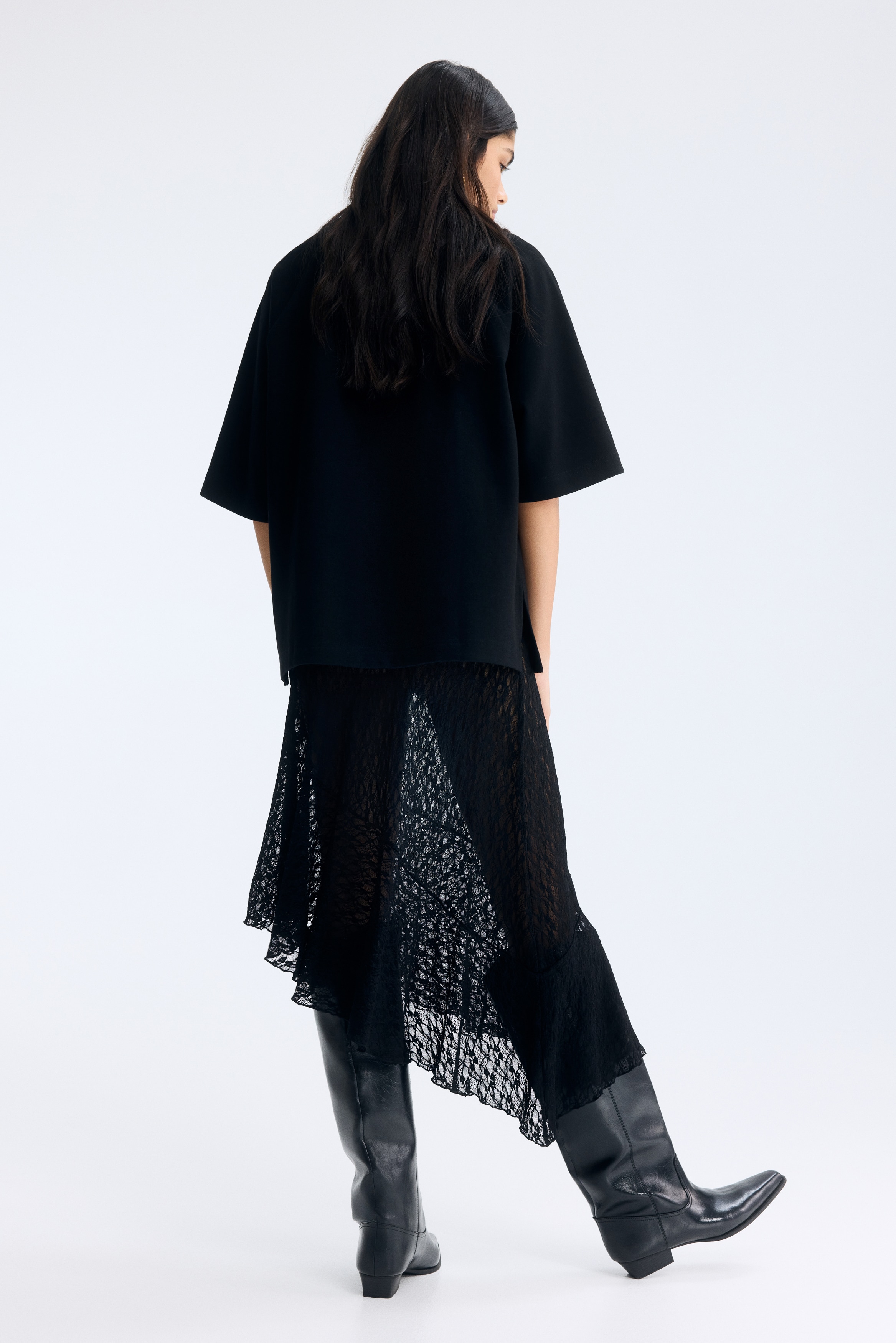 Asymmetric lace skirt