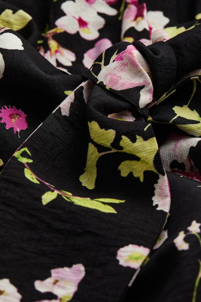 Robe portefeuille avec détail noué - Noir/fleuri/Rose/petites fleurs - 3