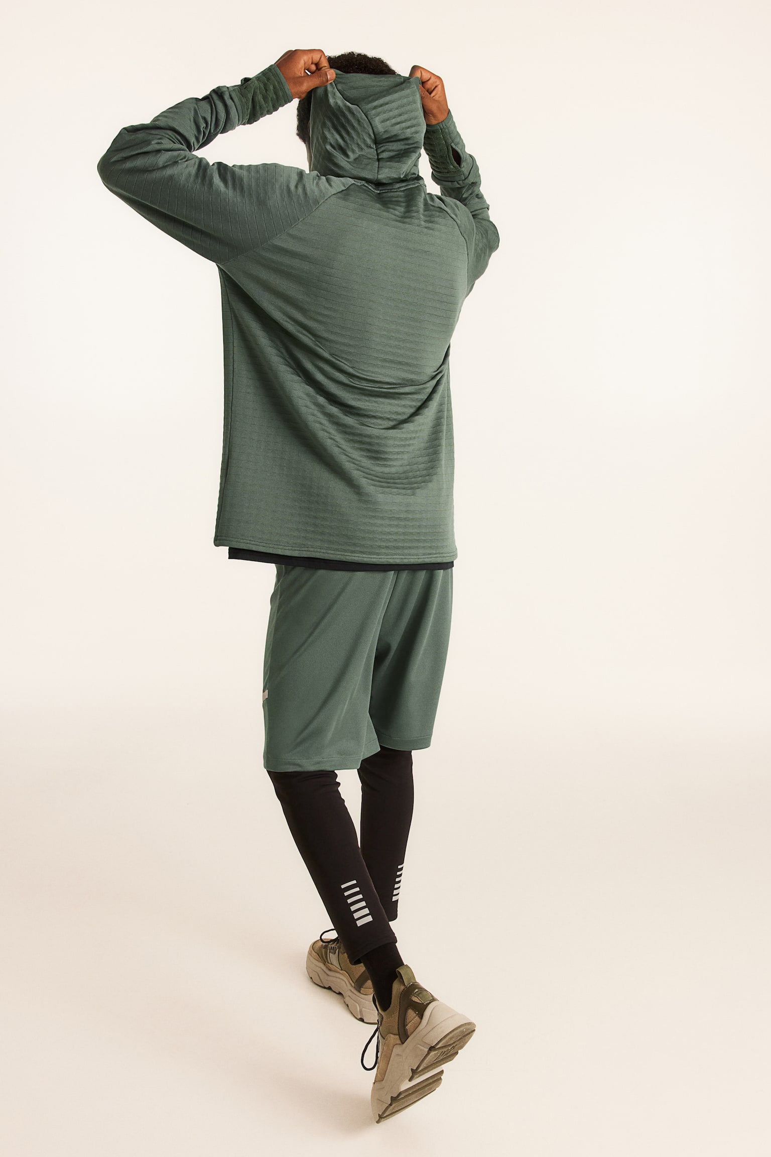 Combined Warm Activewear Tights & Shorts - Dark khaki green/Black/Black - 2