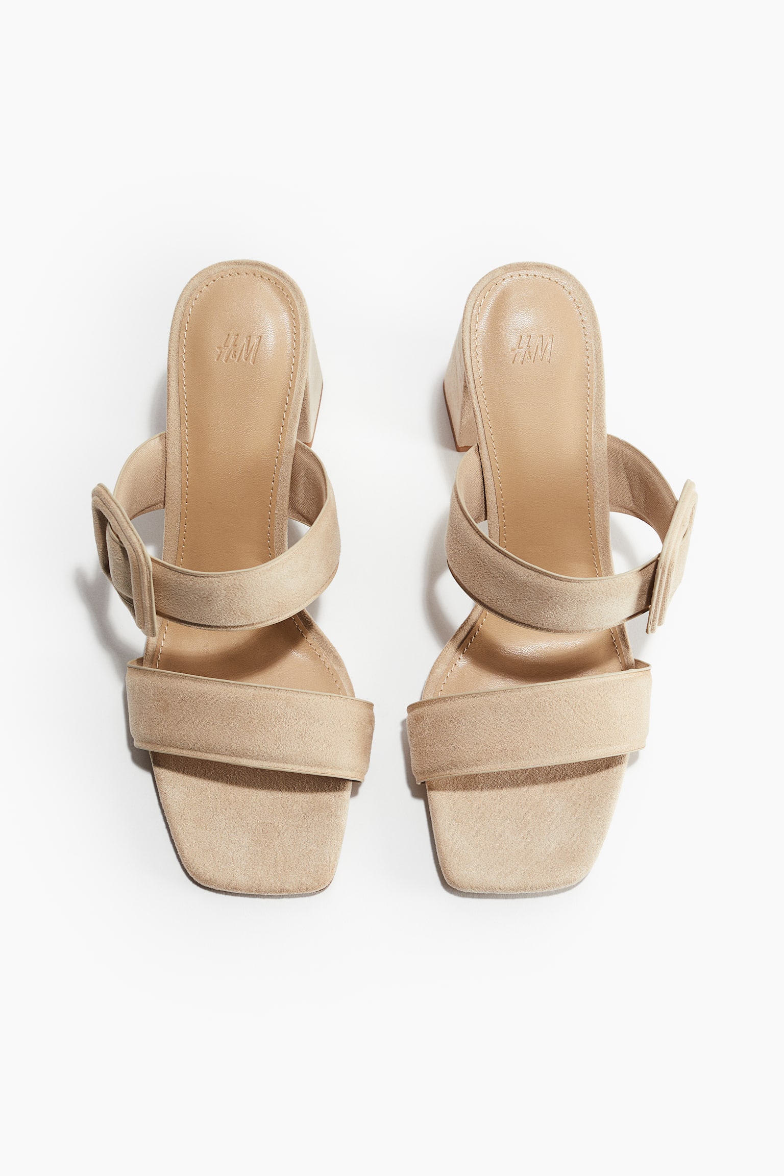 Buckle-detail Heeled Sandals - Beige - 3