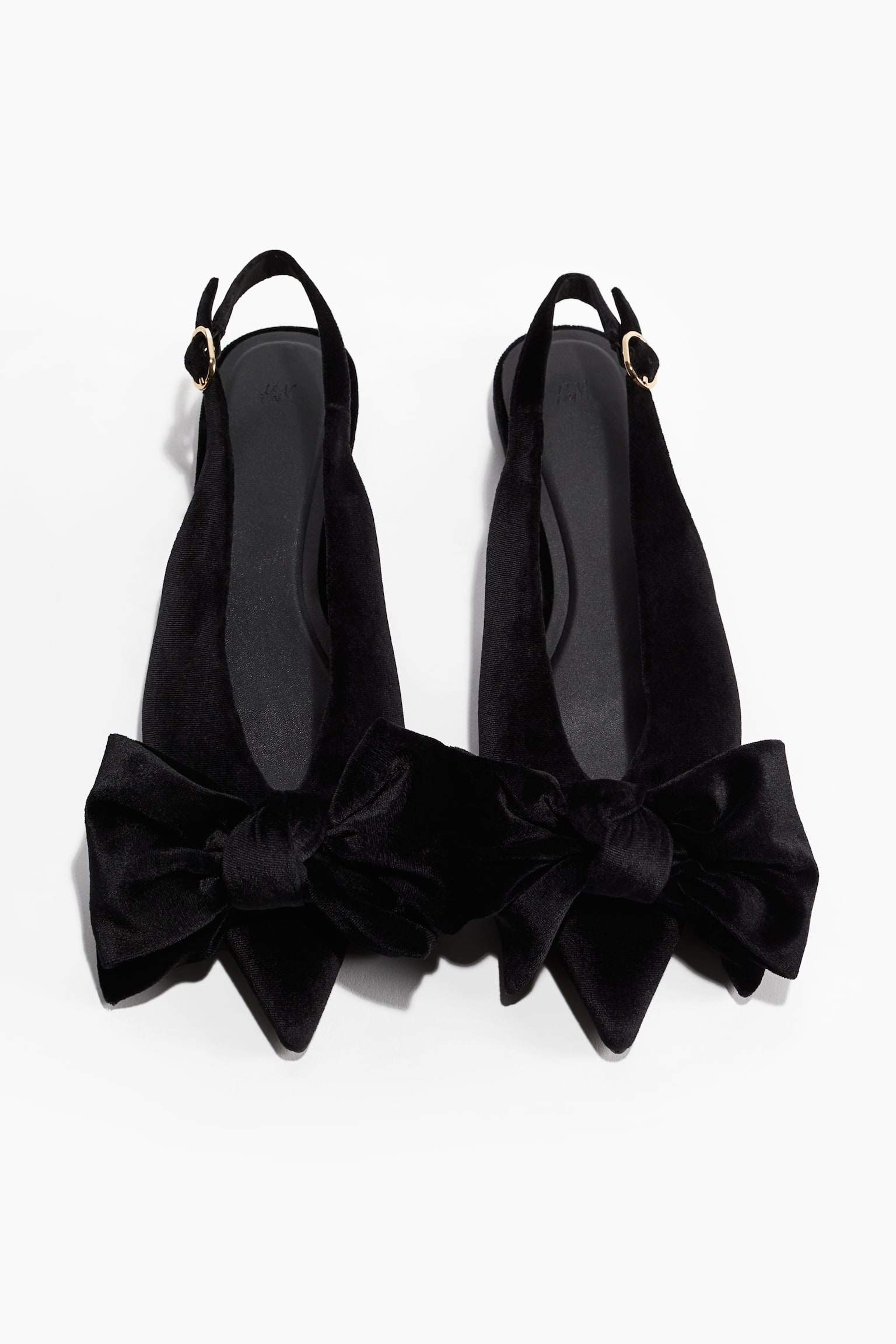 Bow-Detail Velour Slingbacks - Black - 4