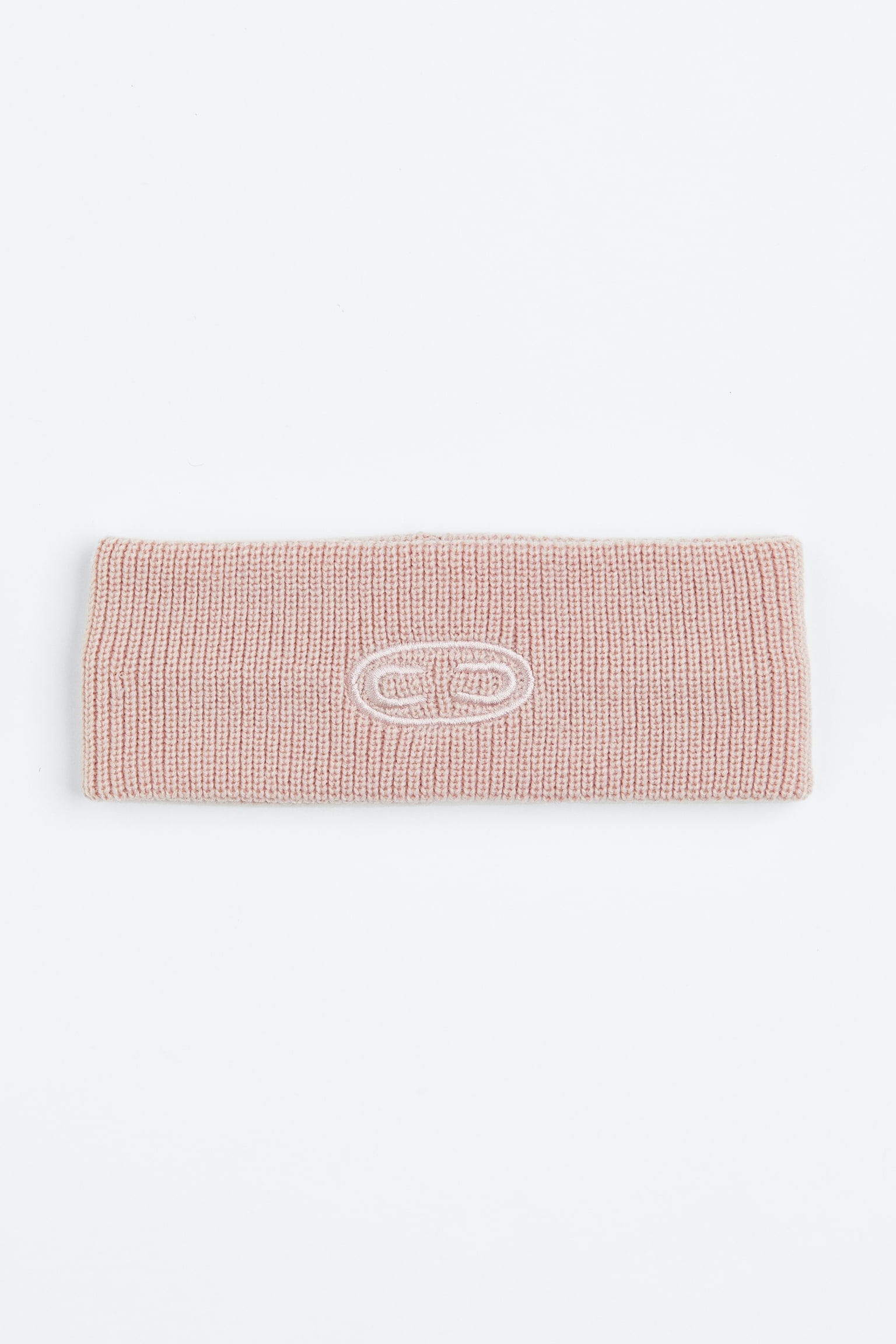 Embroidered rib-knit headband - Powder pink - 1