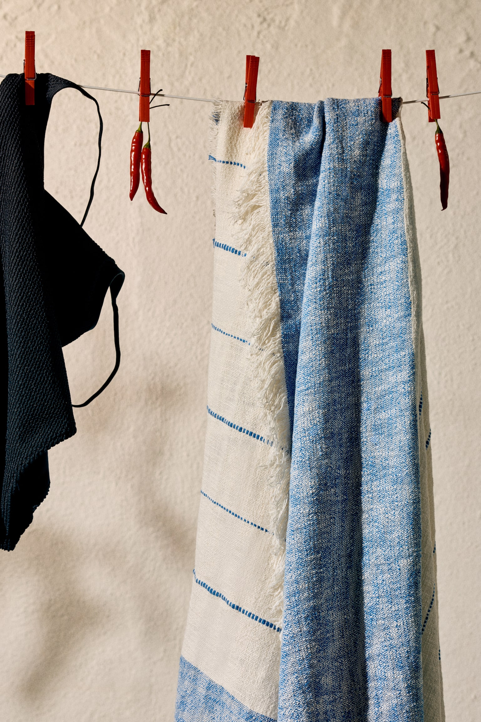 Linen-blend blanket - Blue/Cream/Beige/Cream/Yellow/Cream/Dark grey/Cream - 2