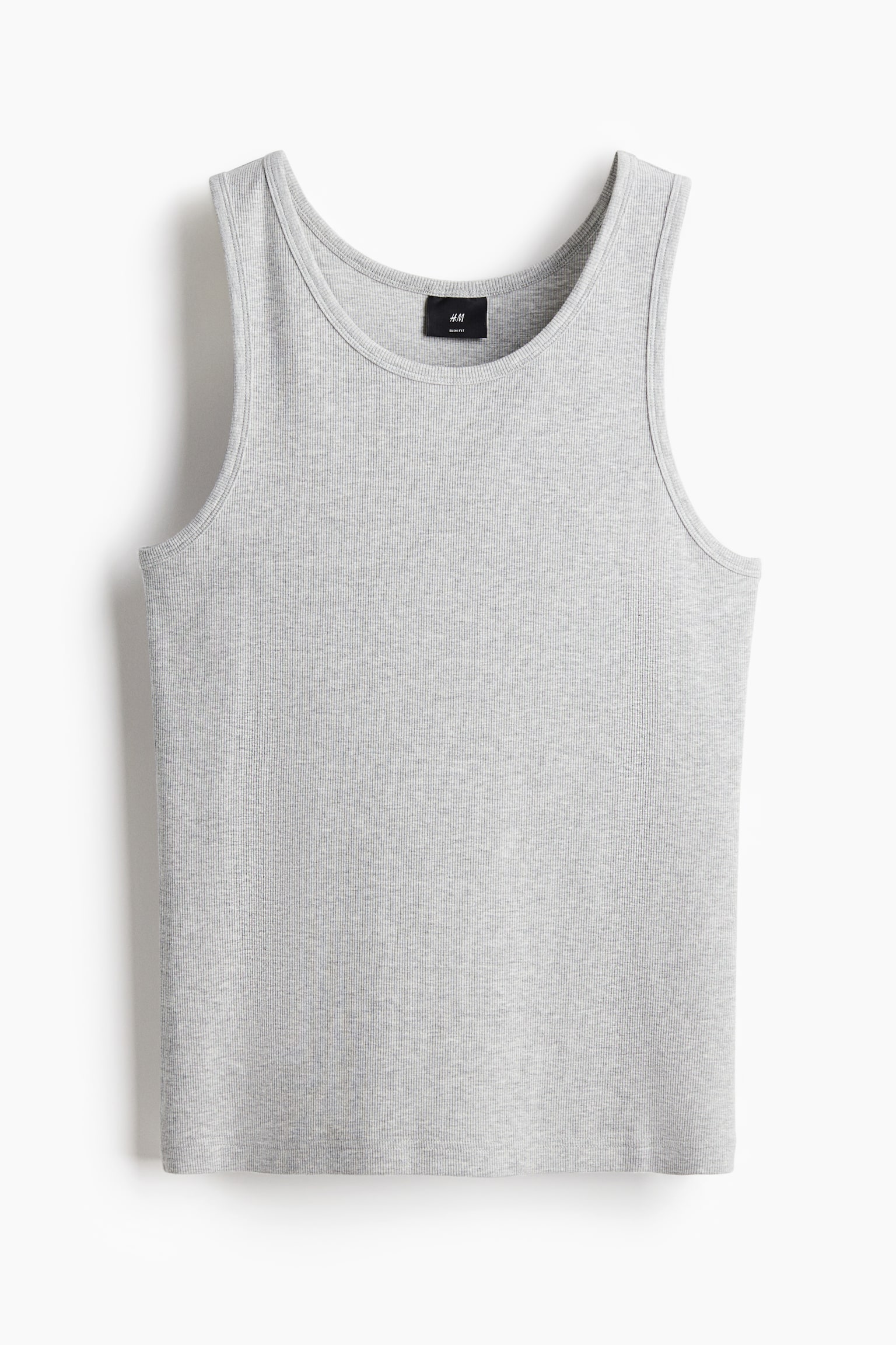 Slim Fit Ribbed vest top - Grey marl/White/Black - 2