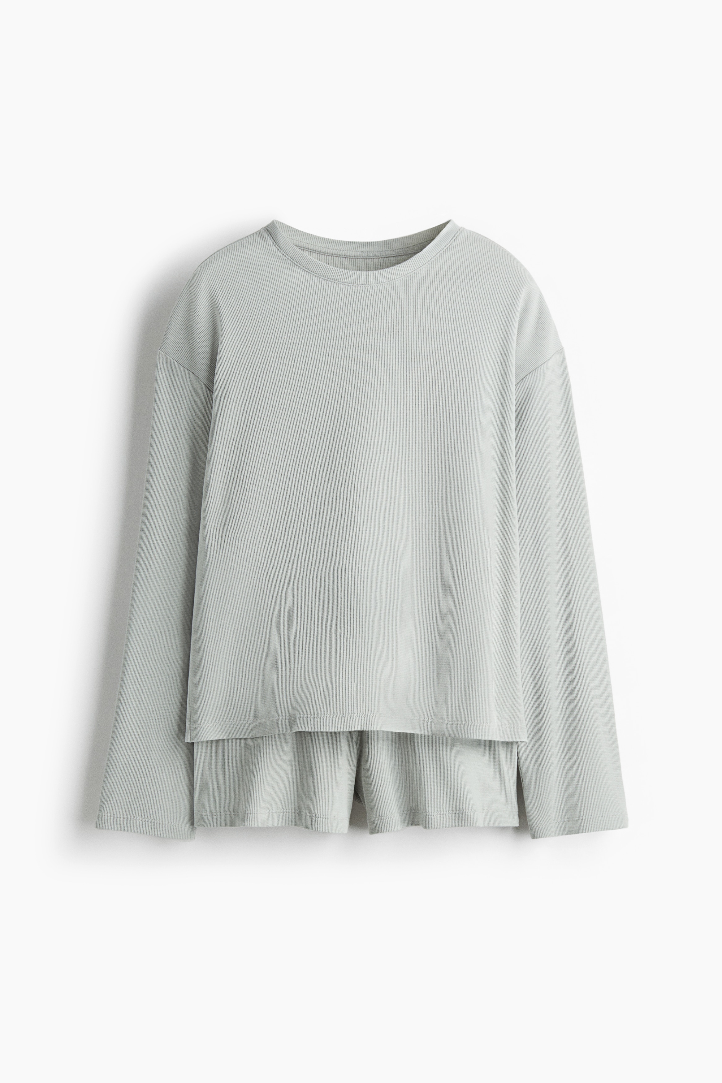 Waffled Cotton Pyjama Set - Light turquoise/Light dusty blue/Cream