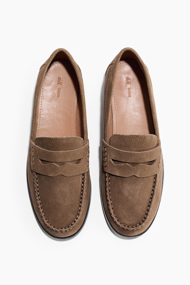 Loafer aus Leder - Dunkelbeige/Schwarz - 1