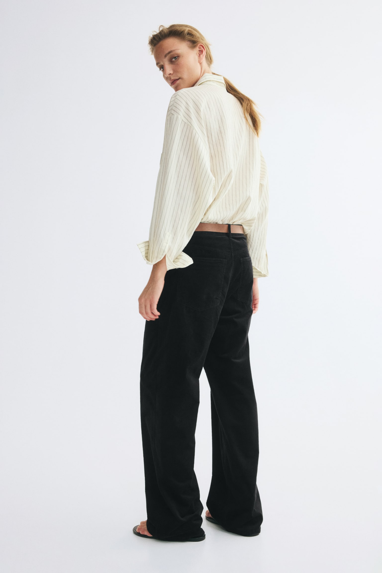Брюки H&M Cotton Corduroy, цвет: Чёрный — фото 6
