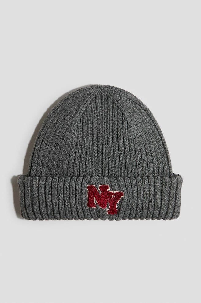 Appliquéd beanie - Grey/NY - 1