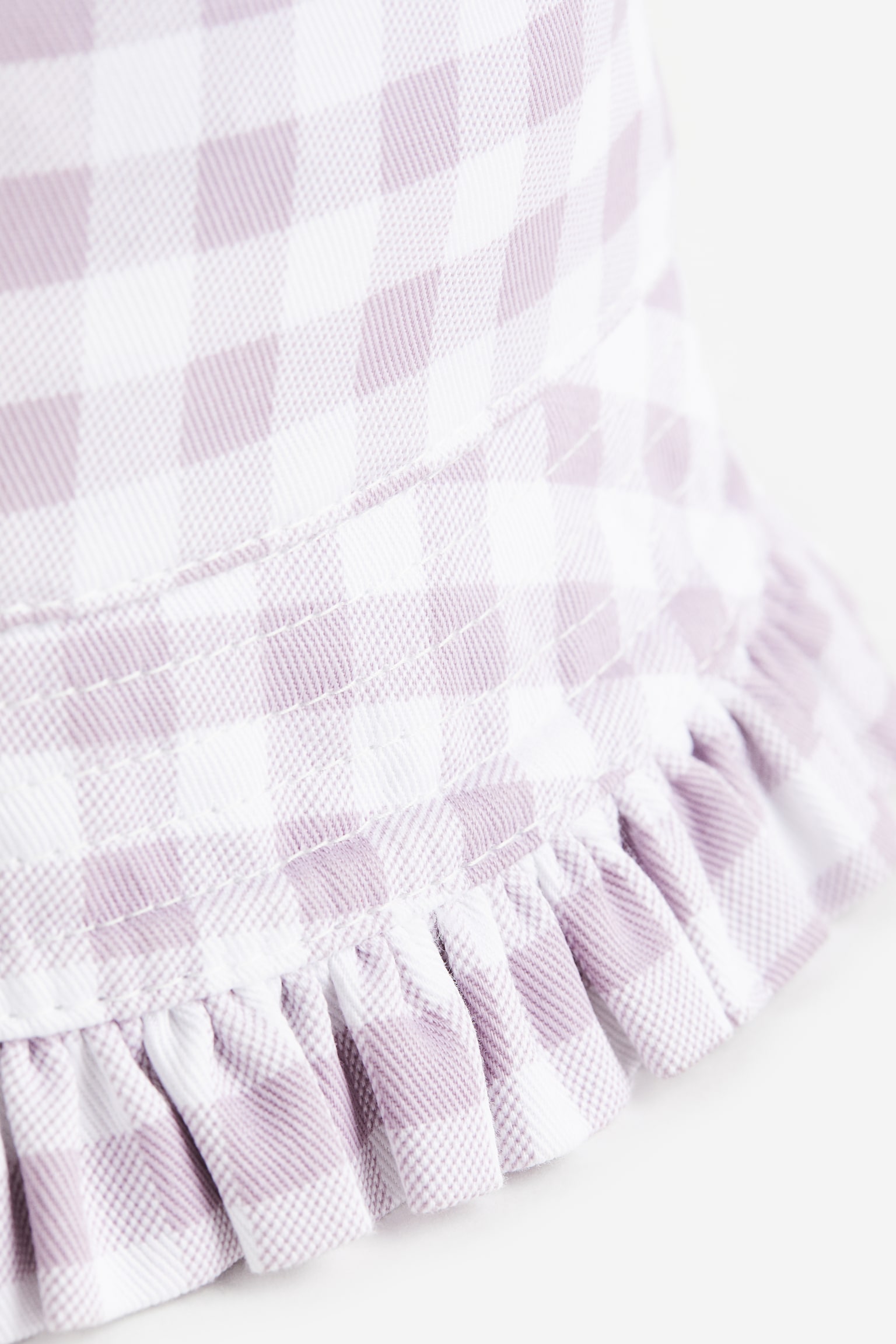 Frill-trimmed bucket hat - Lilac/Gingham checked - 2