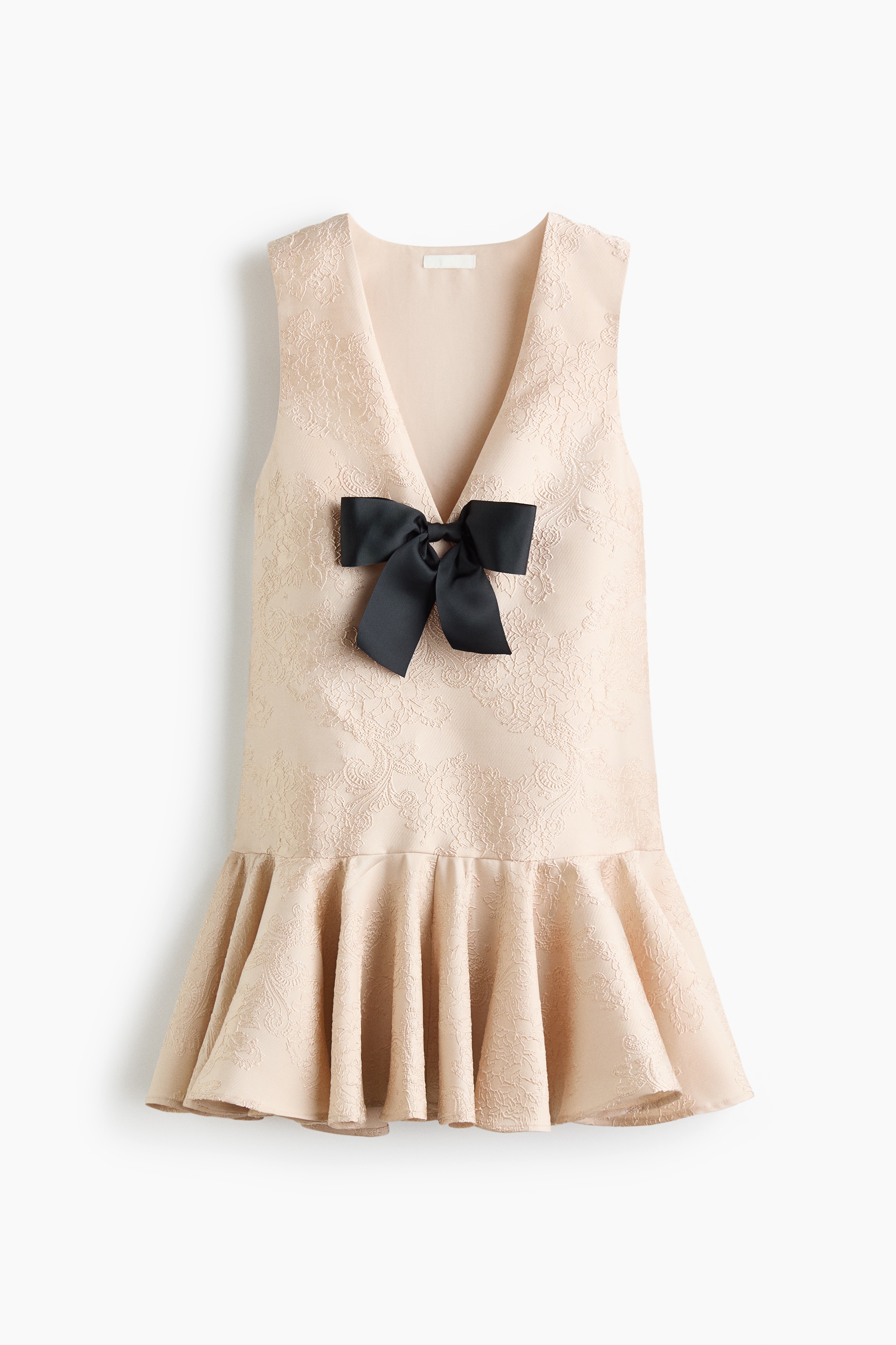 Bow-detail jacquard-weave dress