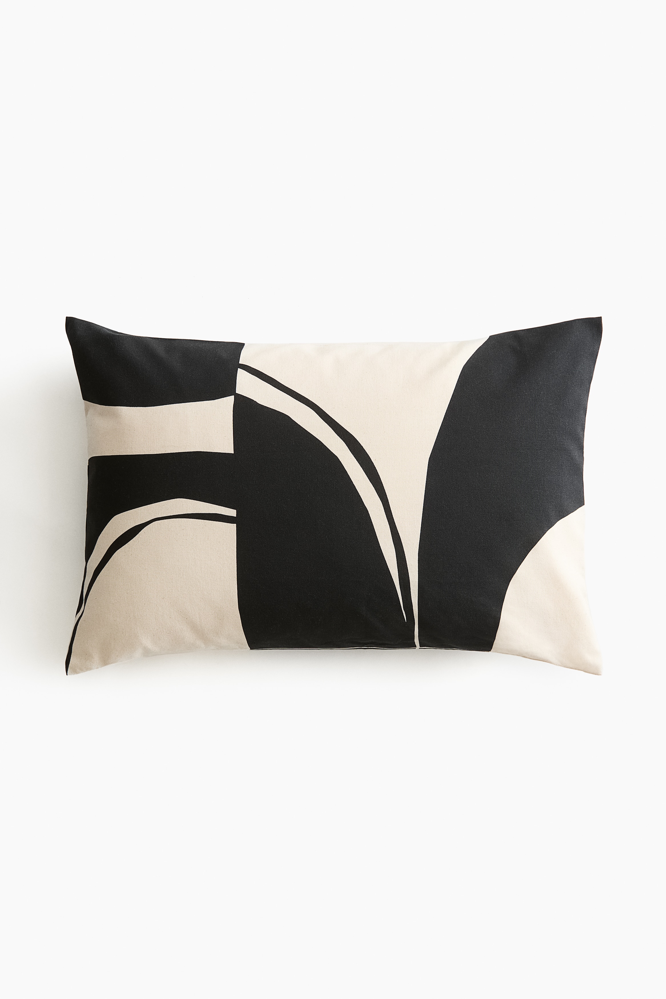 H&M Home  - Kussenhoes van canvas met dessin - Zwart/Beige - size: 40x60