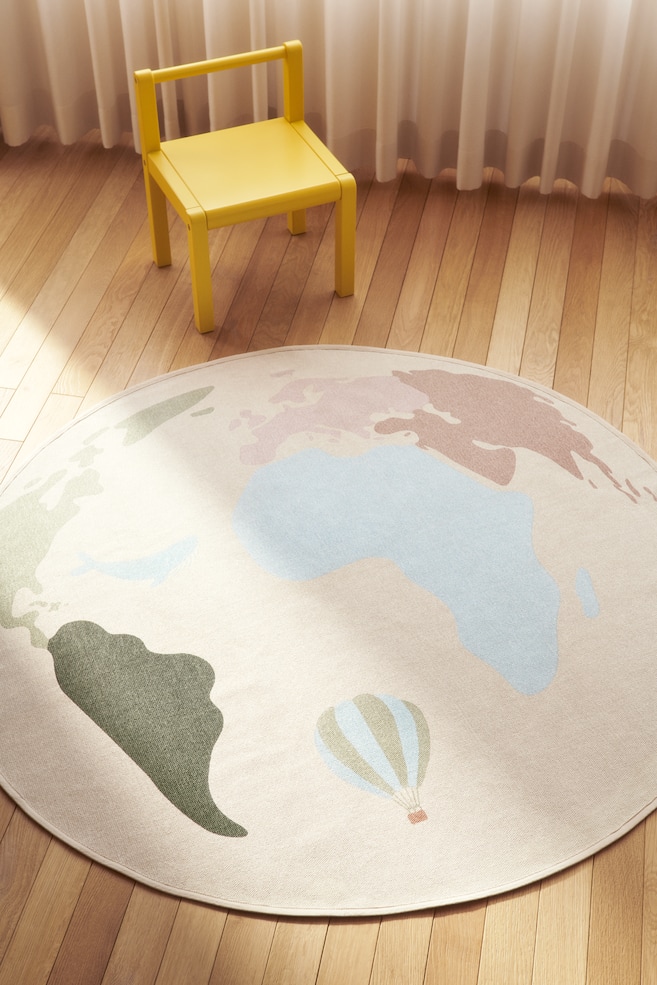 World map cotton rug - Light beige/Map - 2
