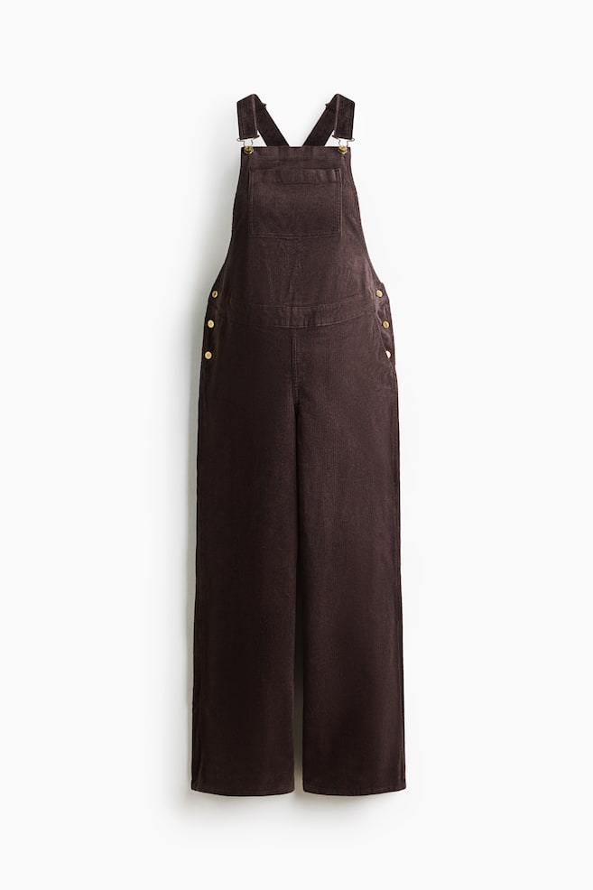 MAMA Latzhose aus Baumwollcord - Dunkelbraun/Marineblau - 1