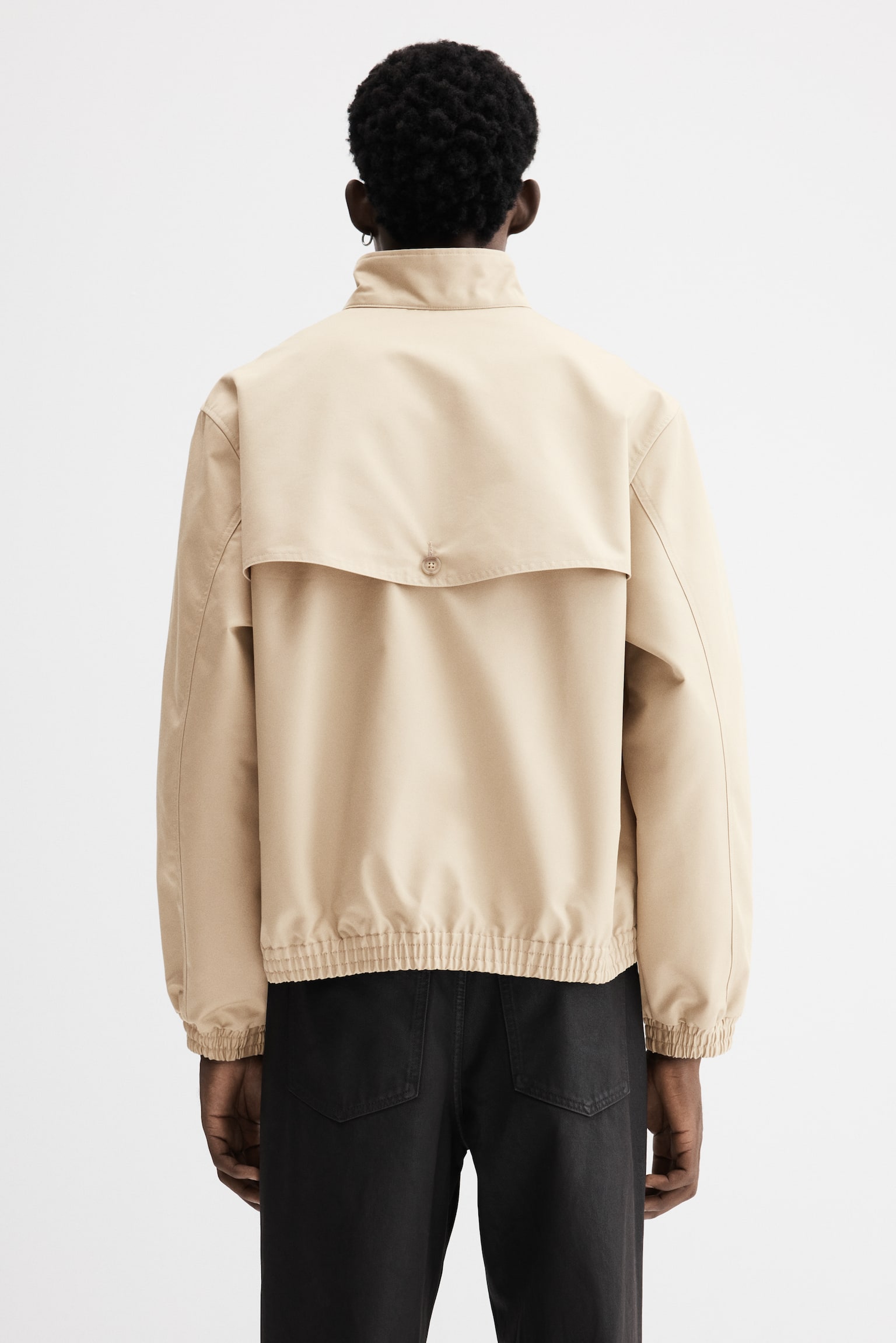 Áo khoác Loose Fit cổ phễu - Màu be - 4