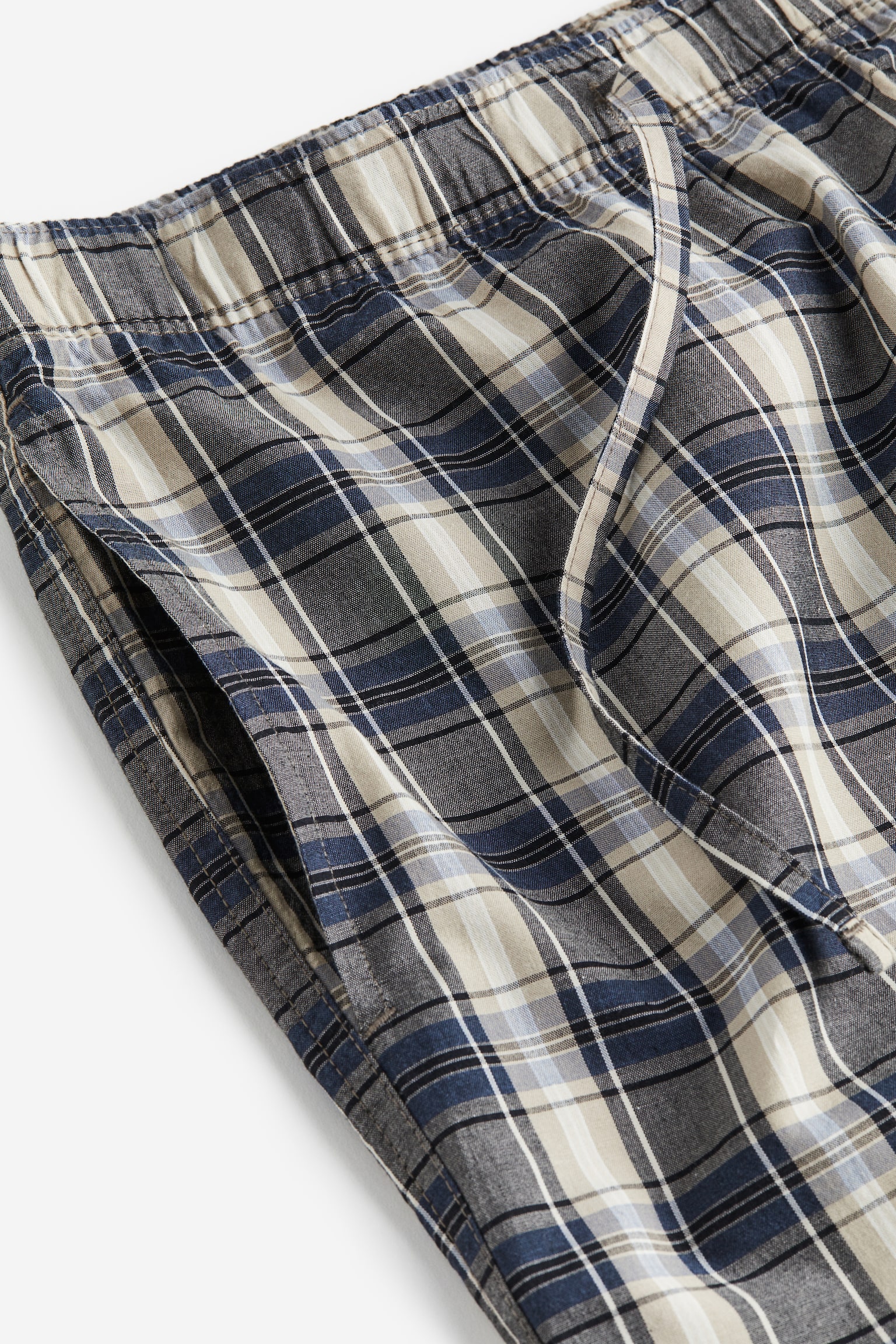 Relaxed Fit Pyjama Pants - Dark blue/Beige check - 6