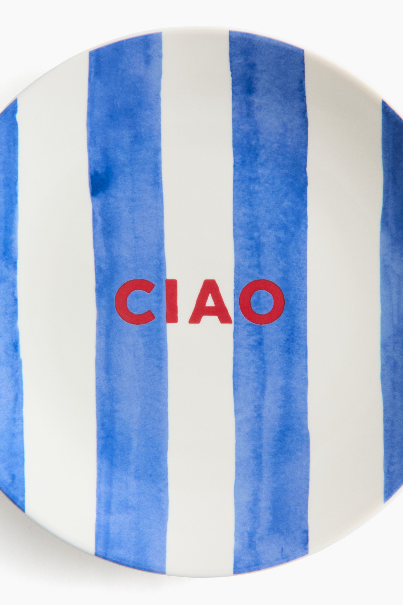 Text-motif porcelain medium plate - Blue/Ciao/Orange/Ciao/White/Buon Appetito/Green/Ciao - 3