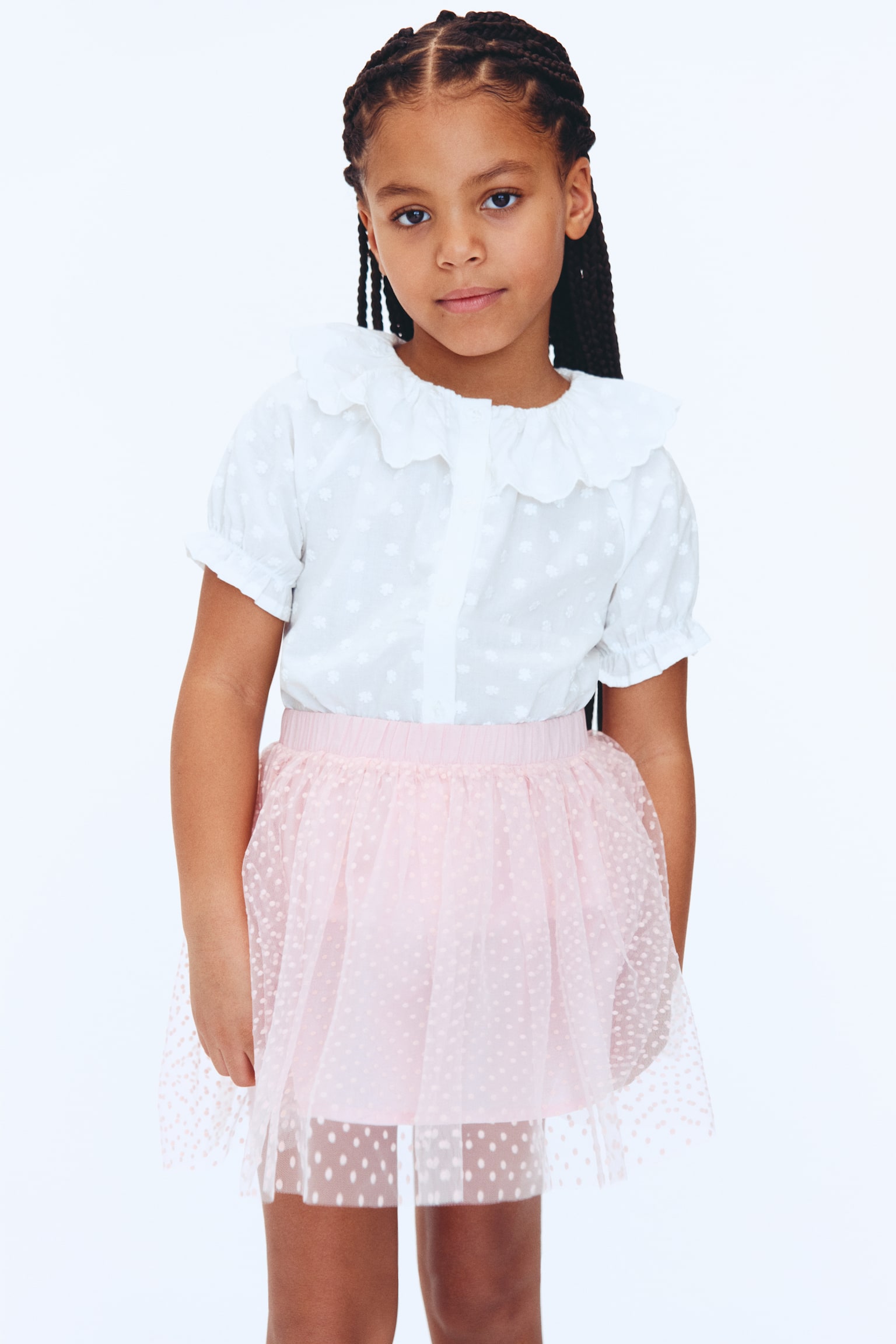 Glittery tulle skirt - Light pink/Coral pink/Glittery/White/Hearts - 1