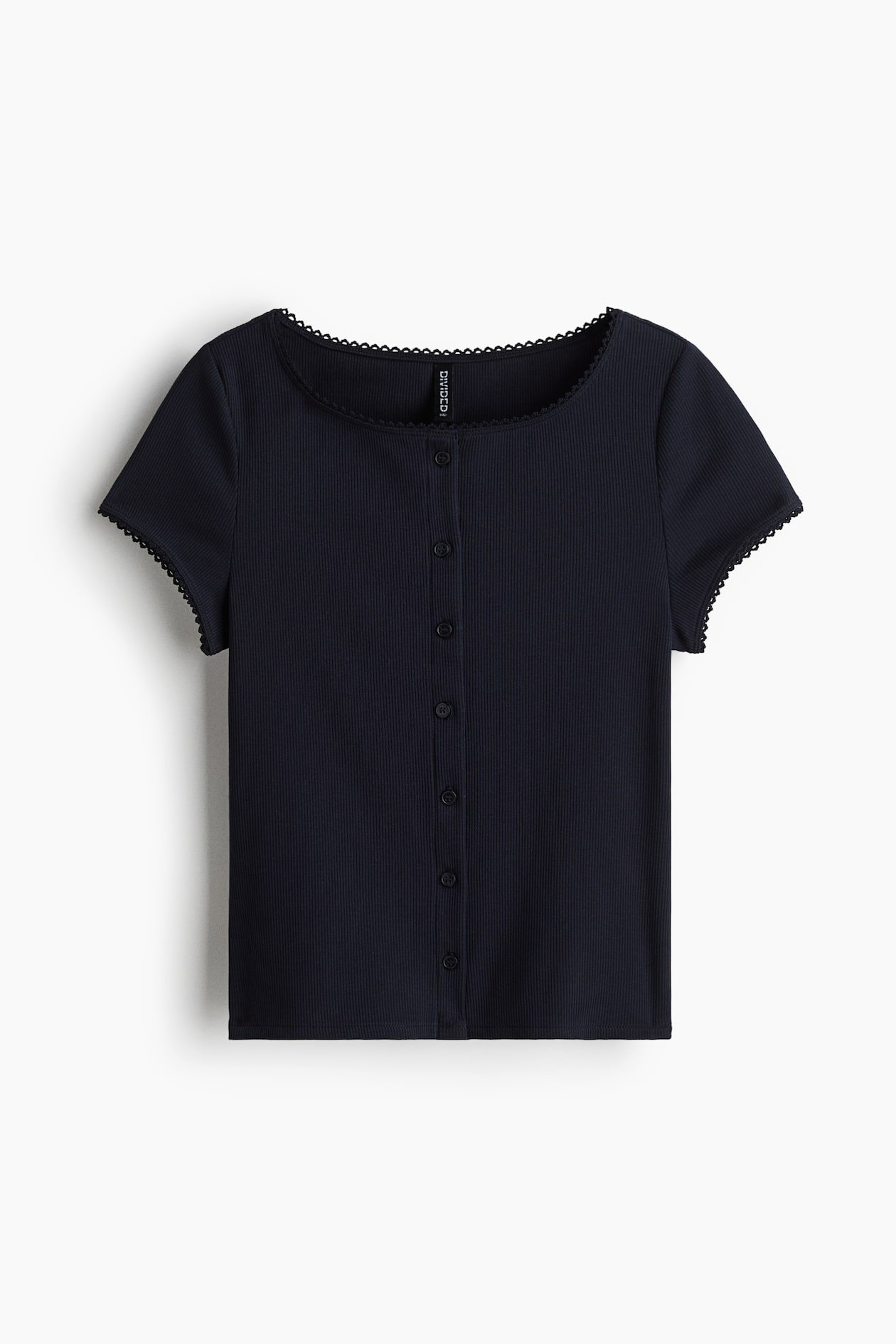 Women's Navy blue Ribbed Button-Front Top | H&M PH